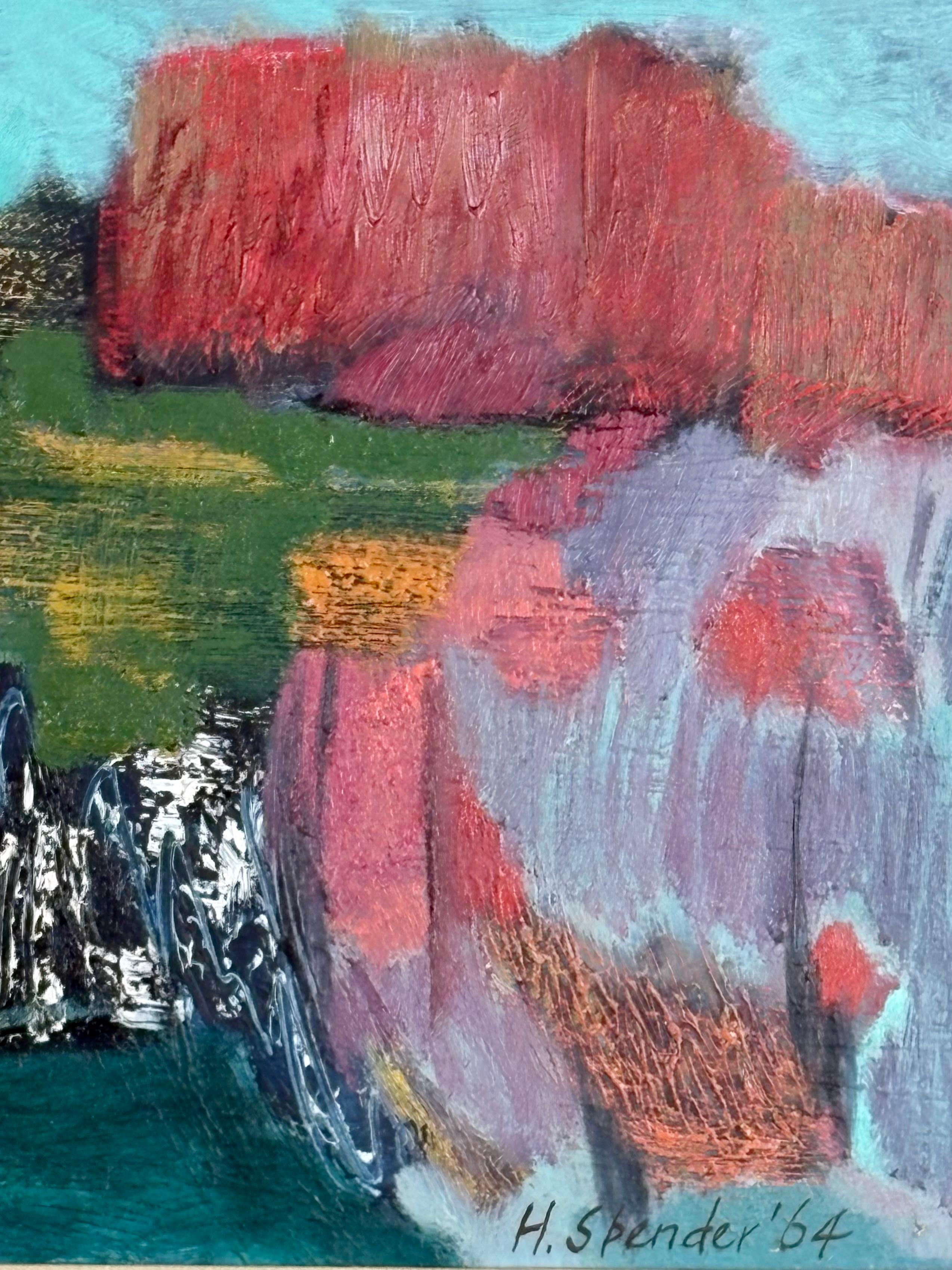 Humphrey Spender (1910-2005) Brite, abstrakte Landschaft, signiert und datiert 1964 (Gemalt) im Angebot