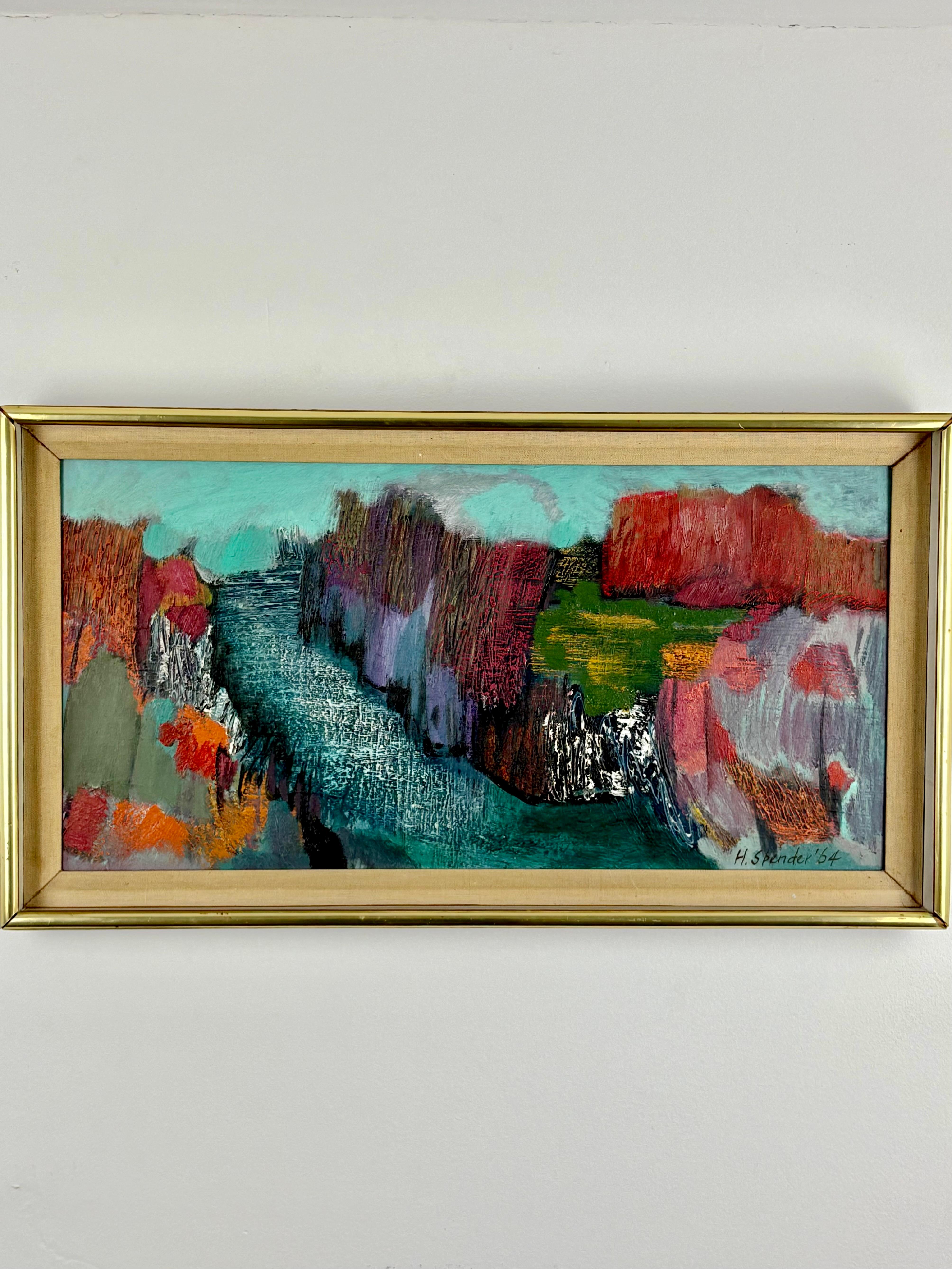 Humphrey Spender (1910-2005) Brite, abstrakte Landschaft, signiert und datiert 1964 im Zustand „Hervorragend“ im Angebot in Oxford, GB