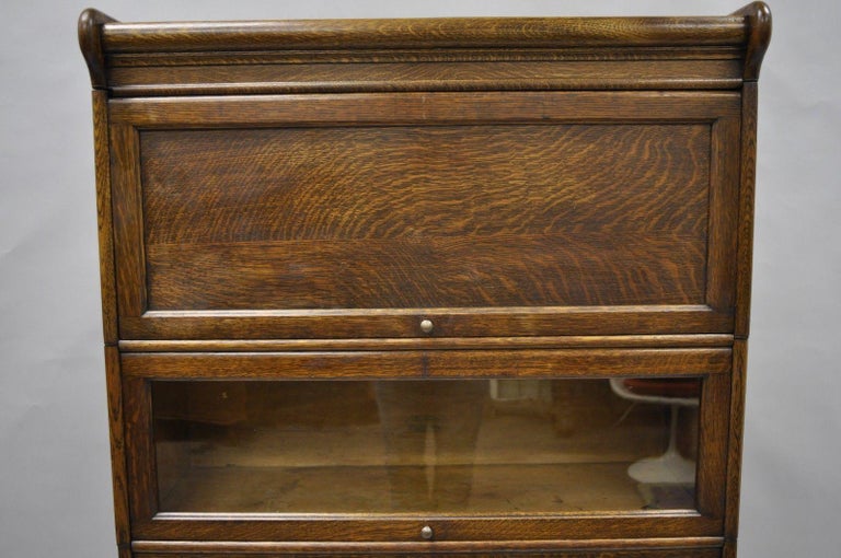 Humphrey Widman Four Section Tiger Oak Barrister Lawyers Stacking