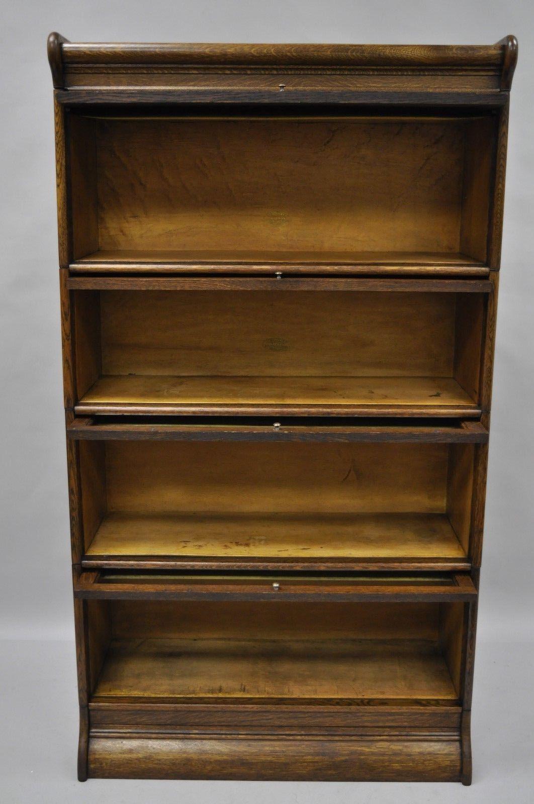 Humphrey Widman Four Section Tiger Oak Barrister Lawyers Stacking Bookcase In Good Condition In Philadelphia, PA