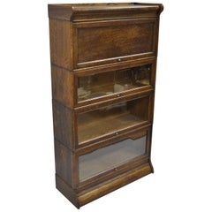 Humphrey Widman Four Section Tiger Oak Barrister Lawyers Stacking Bookcase