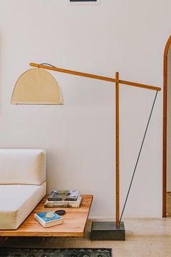 Humphreys Skye Floor Lamp Canvas Shade and American Pecan Wood Base