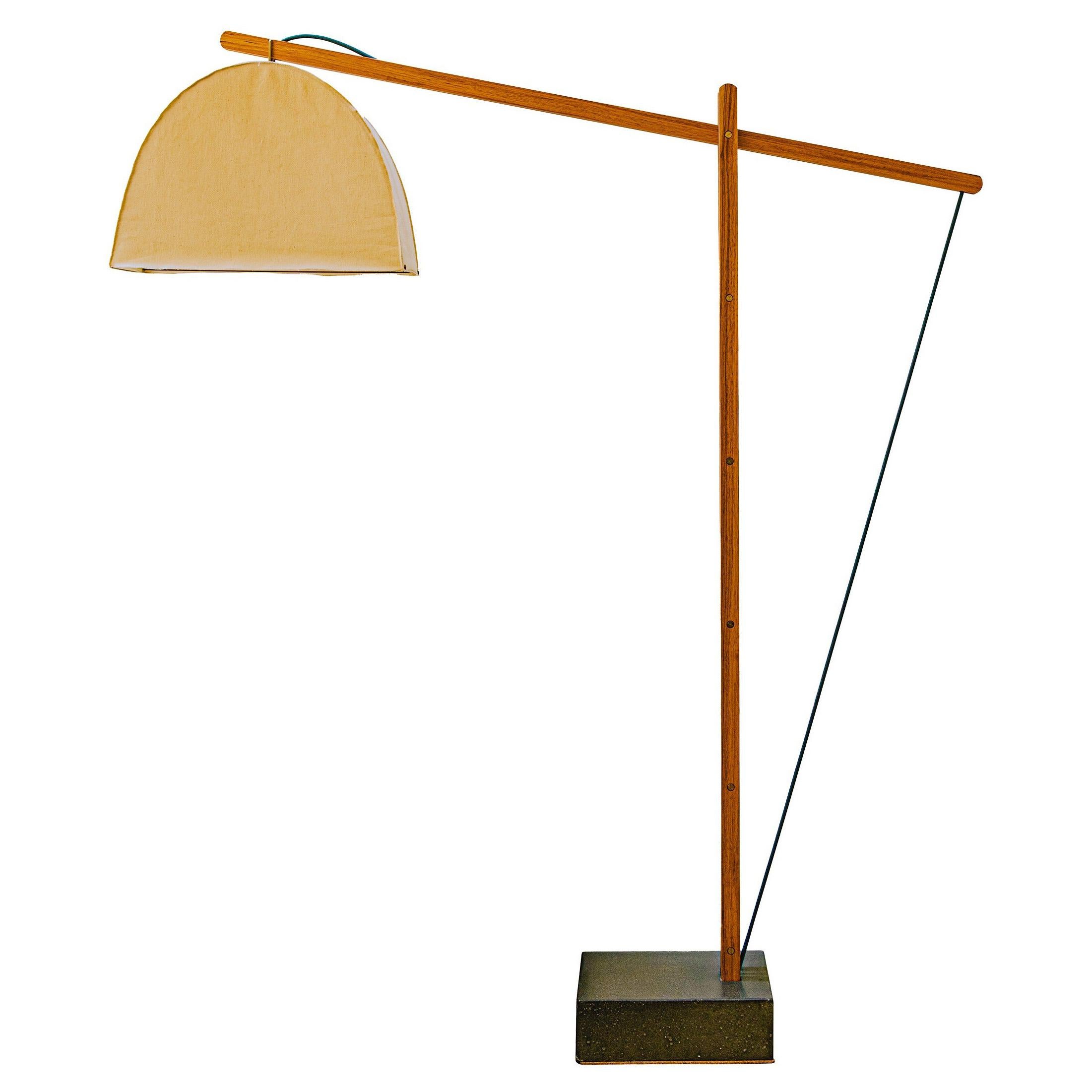 Humphreys Skye Floor Lamp Canvas Shade and American Pecan Wood Base