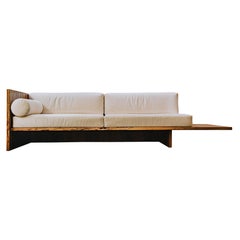 Humphreys Sofa, Solid American Pecan Slab Frame with Extended Shelf
