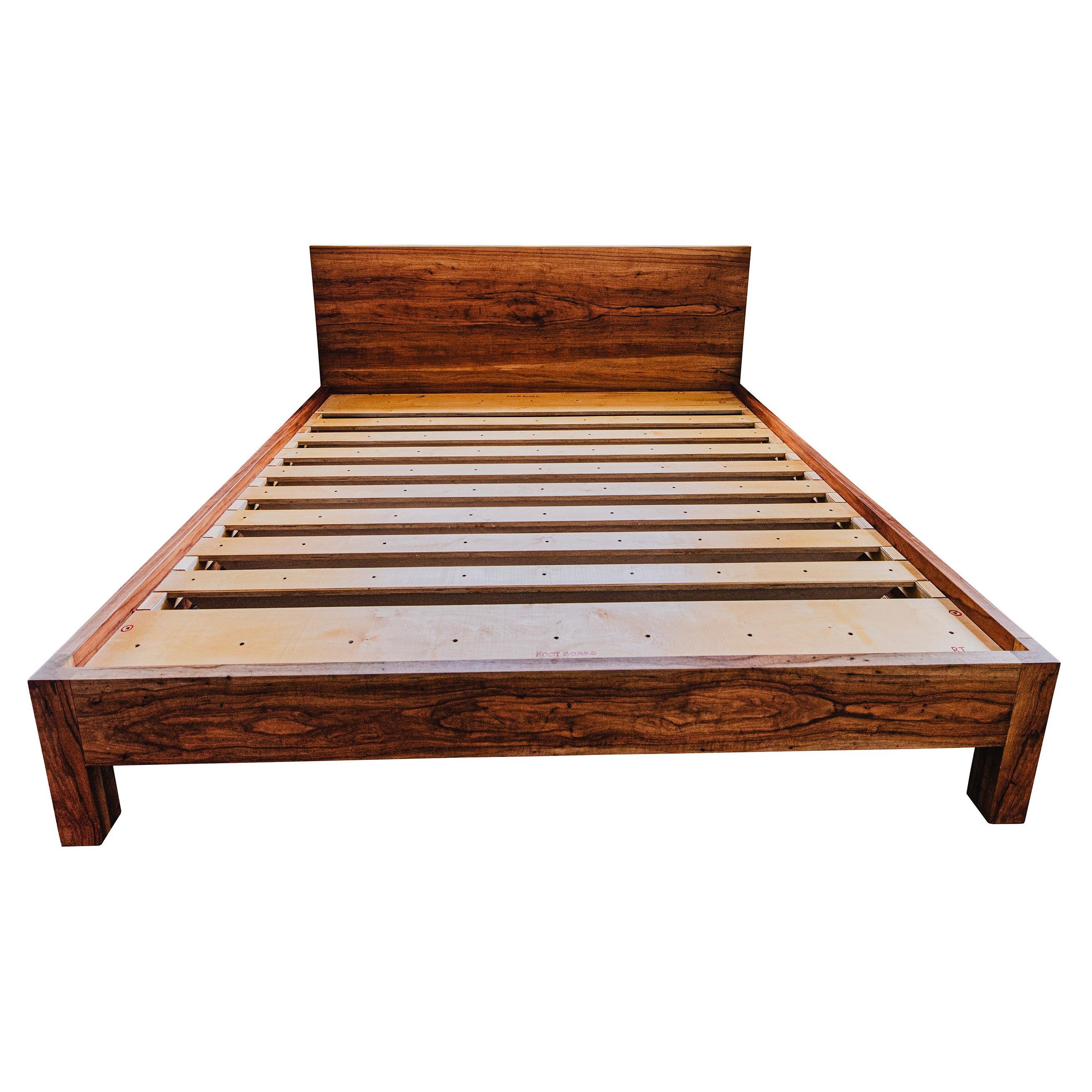 Humphreys Taylor King Size Bed, Solid American Pecan Slab Bed For Sale