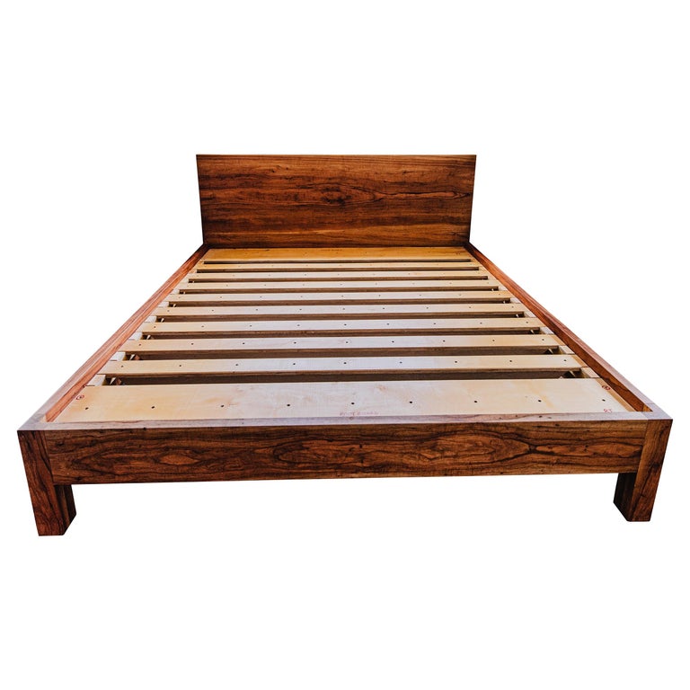 Humphreys Taylor Queen Size Bed, Solid American Pecan Slab Bed For Sale