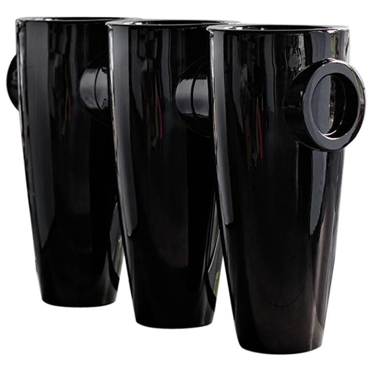 Humprey Vase in Lacquered Black Polyethylene by JVLT/Joe Velluto for Plust For Sale