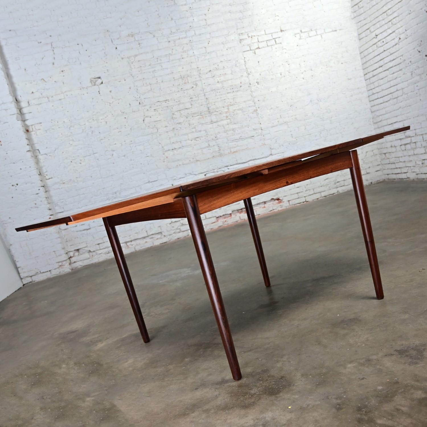 Faux Leather Hundevad Carlo Jensen Scandinavian Mod Expanding Flip Top Rosewood Dining Table