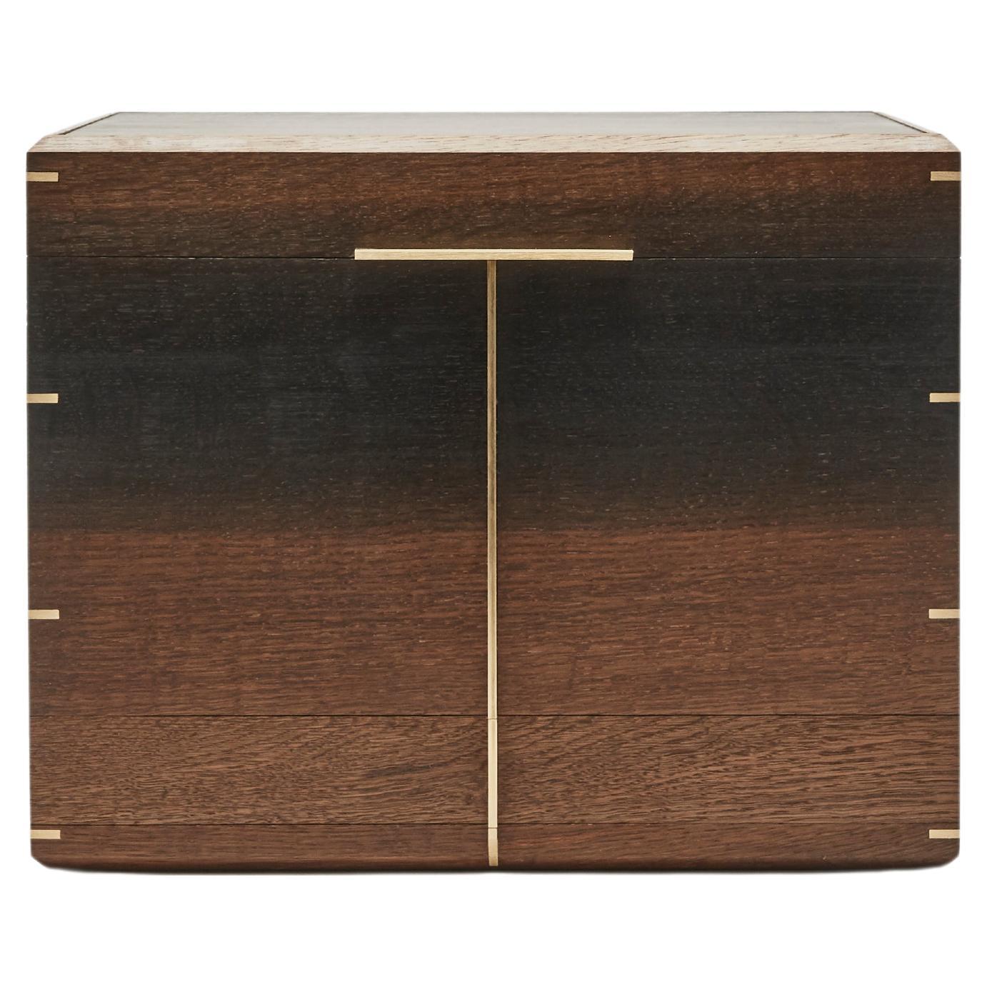 Hundred Cigar Solid Bog-Oak Humidor, Cedar Lining & Brass Jointing