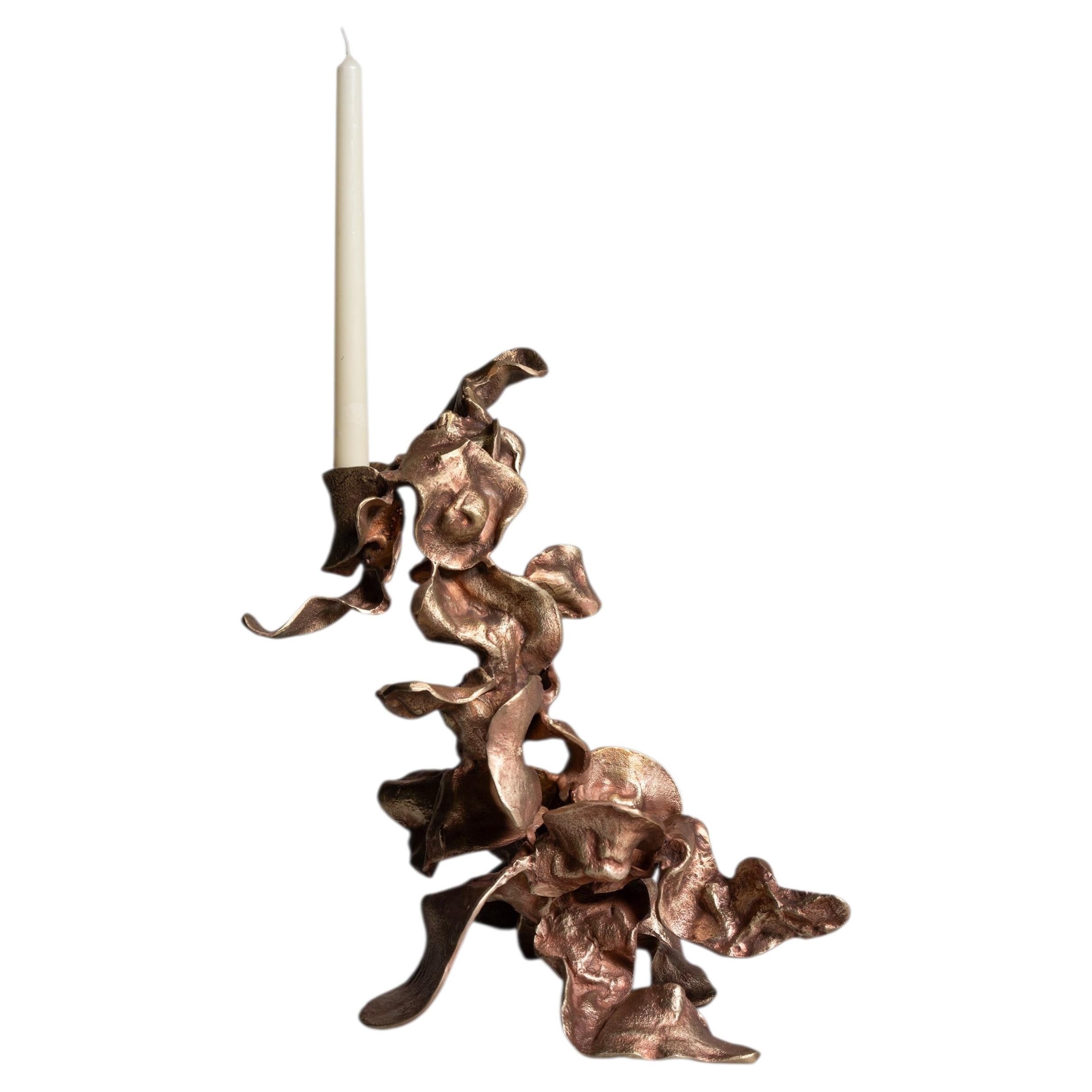 Hundred Petal Rose Candle Holder in Brass, Viya by Vikram Goyal