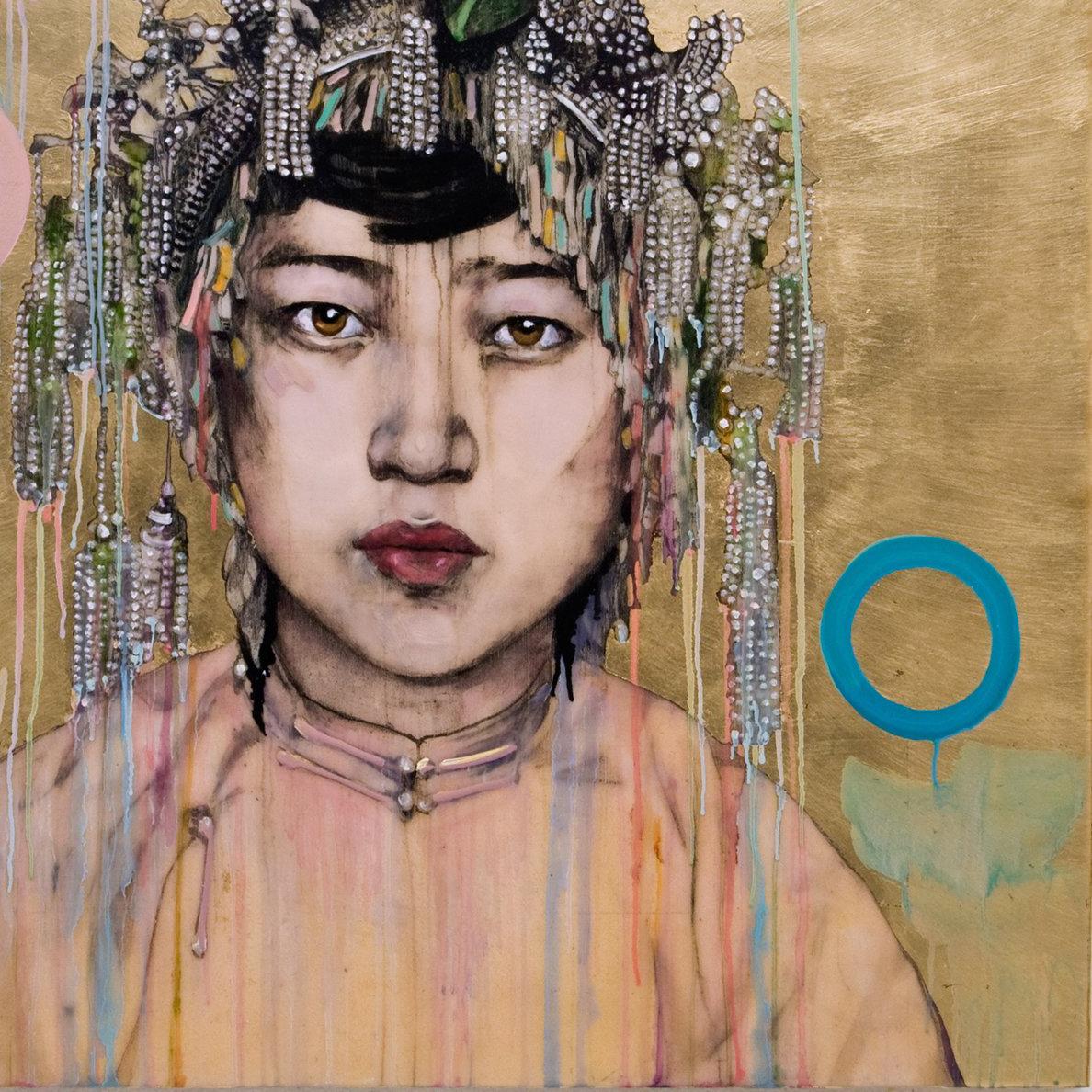 Da Fan Che - Gold II (Zeitgenössisch), Painting, von Hung Liu