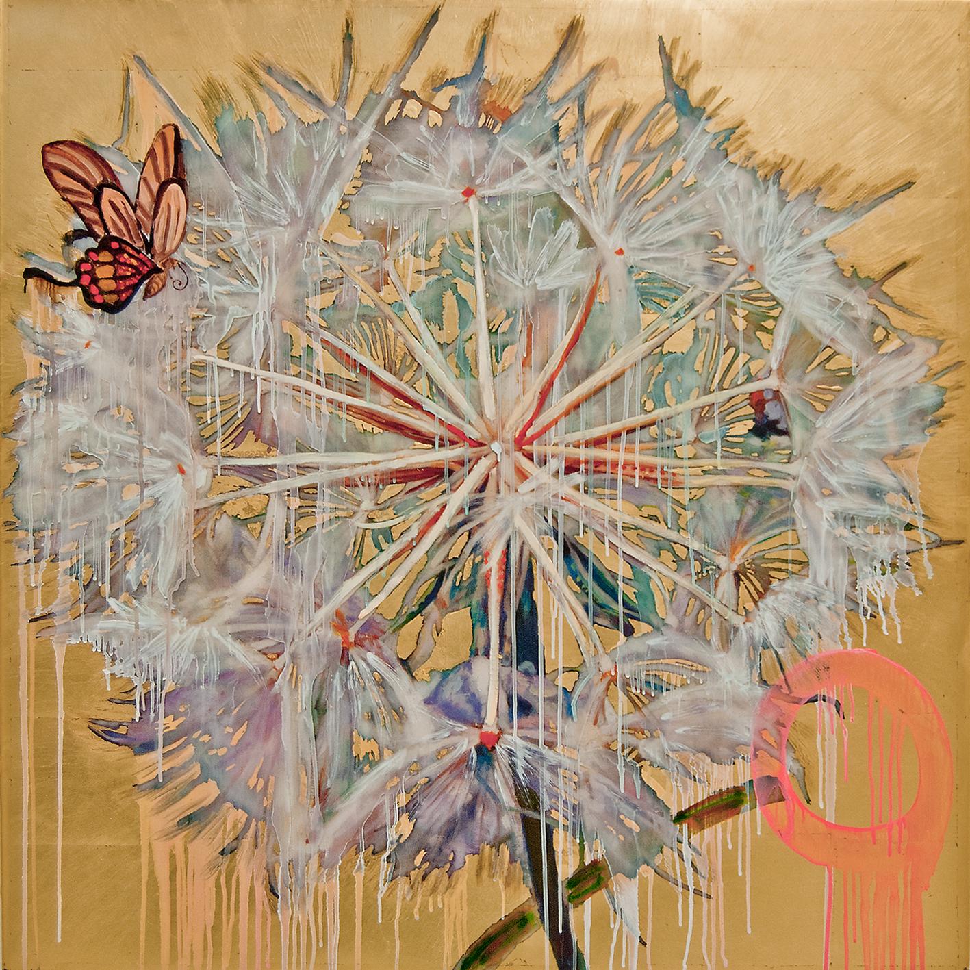 Hung Liu Figurative Painting - Dandelion with Butterfly