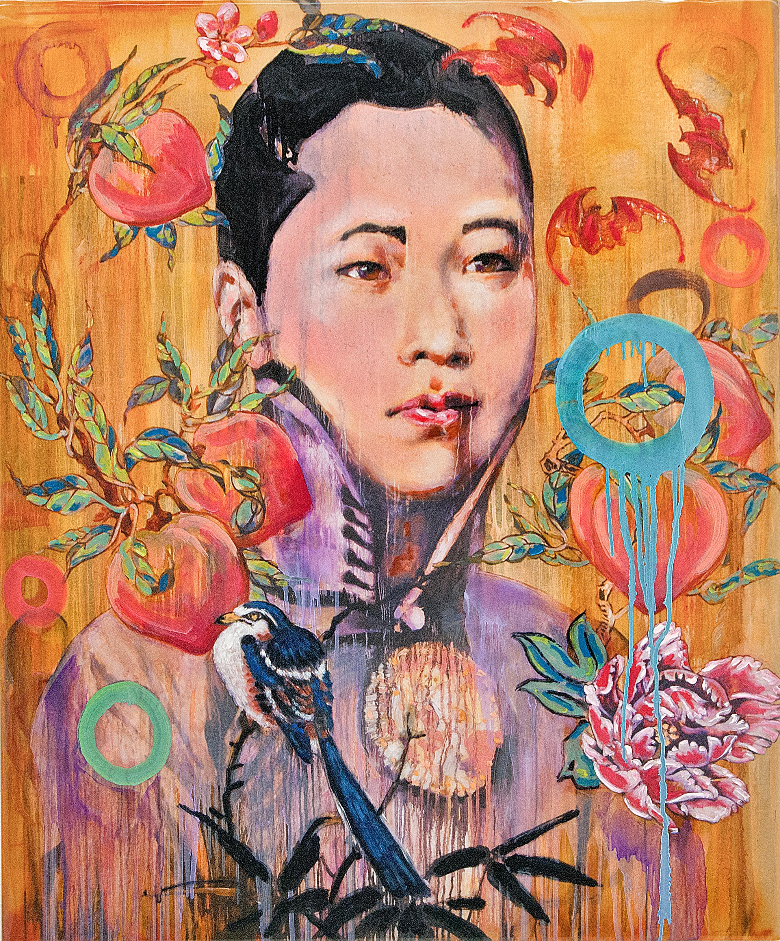 Hung Liu Figurative Painting - Peaches