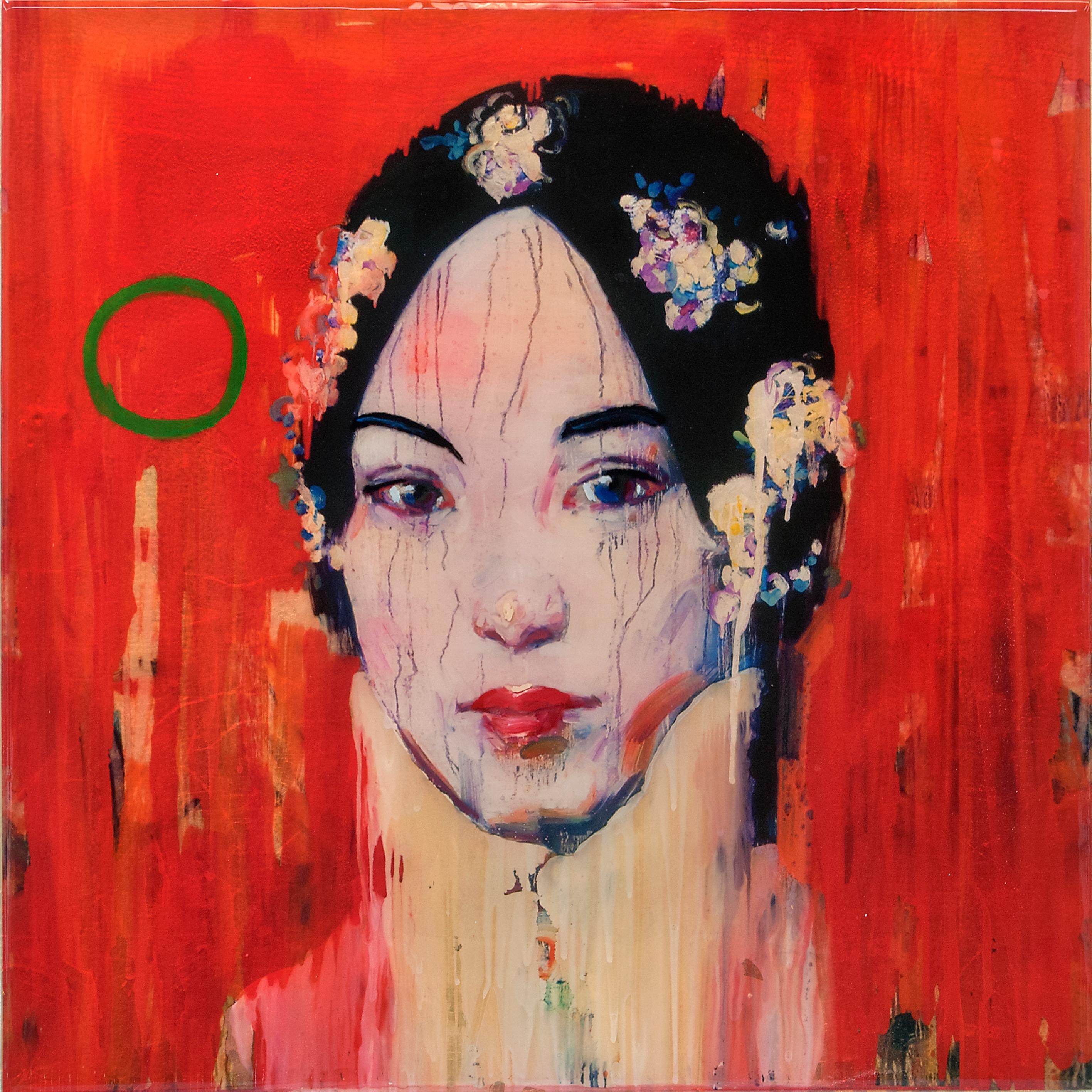 Hung Liu Figurative Painting - Red Wash