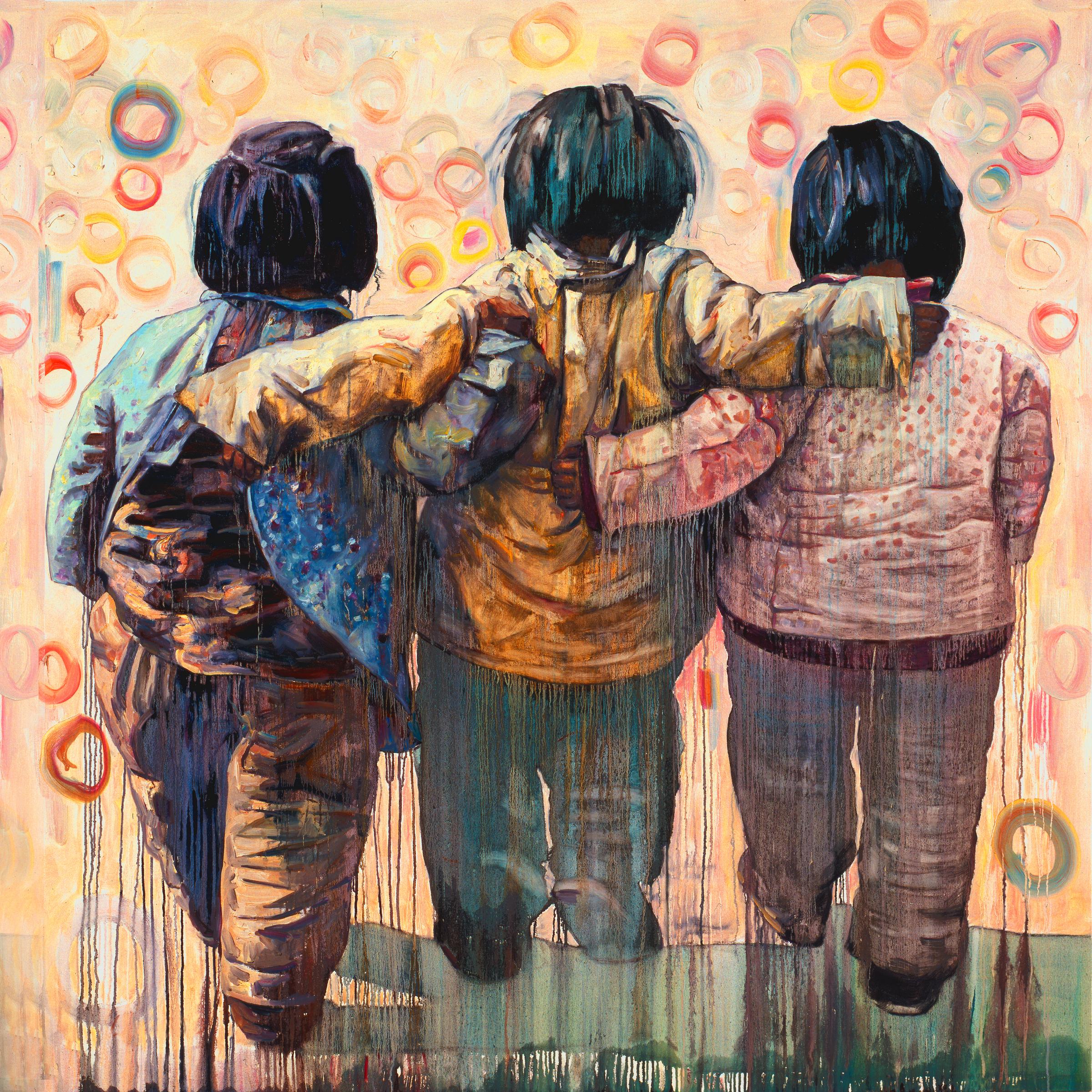 Hung Liu Figurative Painting - Sisterhood