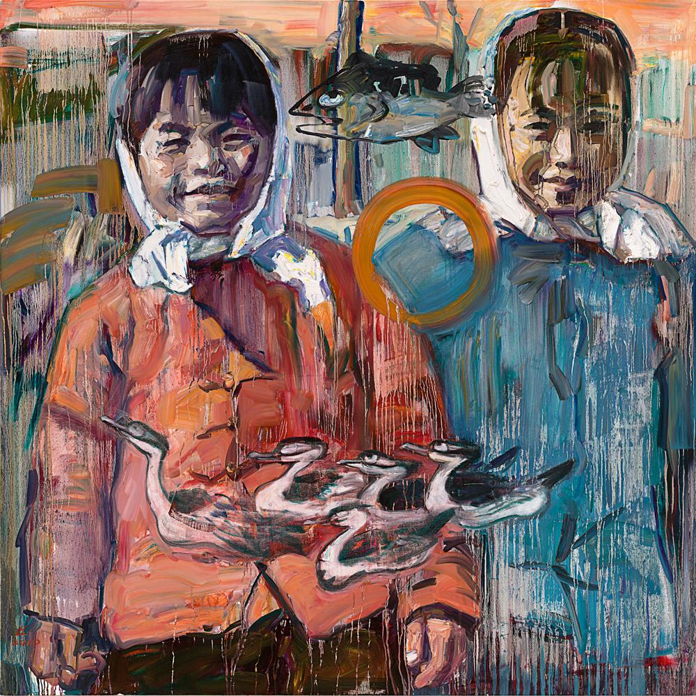 Hung Liu Figurative Painting - Two Sisters
