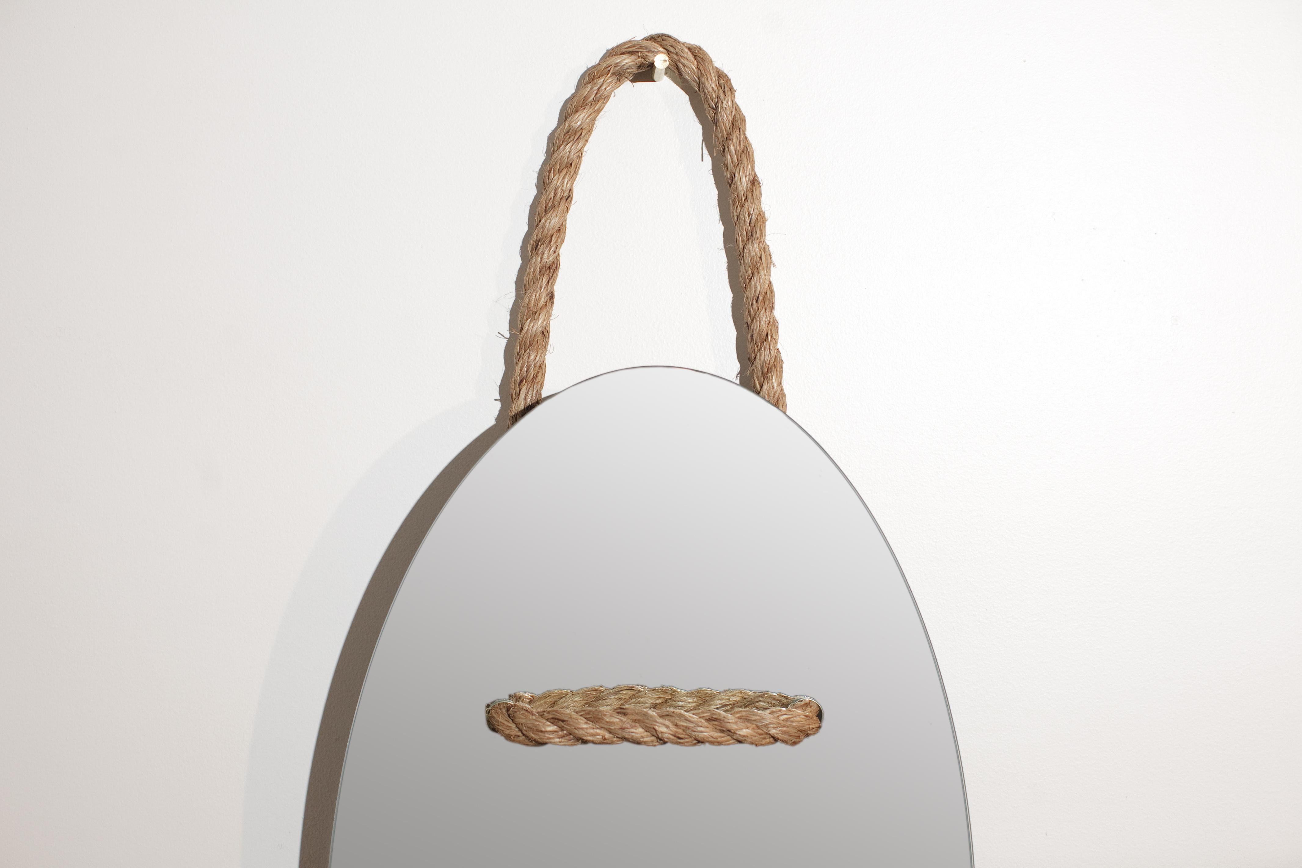 Modern Hung Manila Rope Nautical Wall Vanity Bathroom Mirror For Sale
