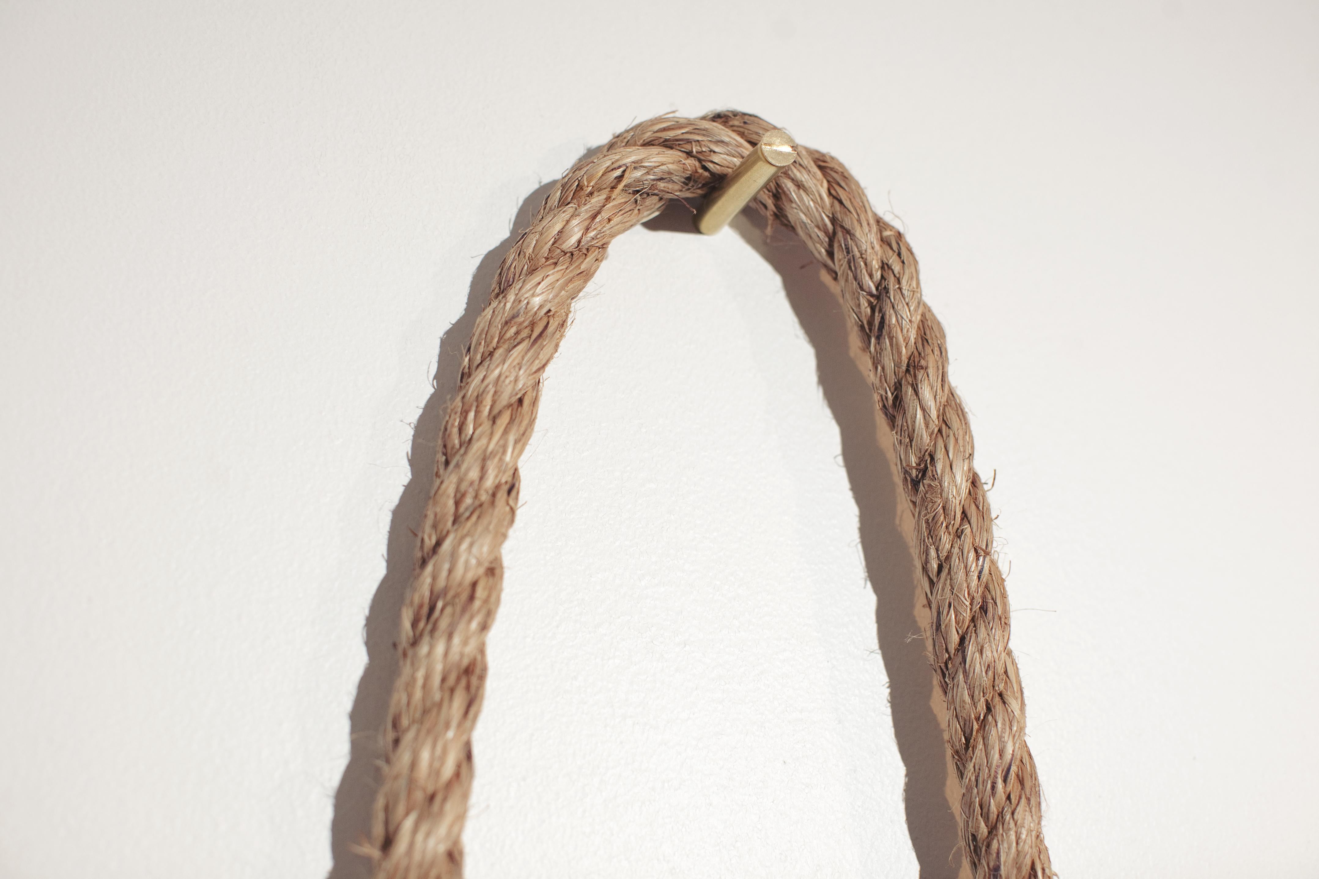 Modern Hung Round Manila Rope Nautical Wall Vanity Bathroom Mirror For Sale