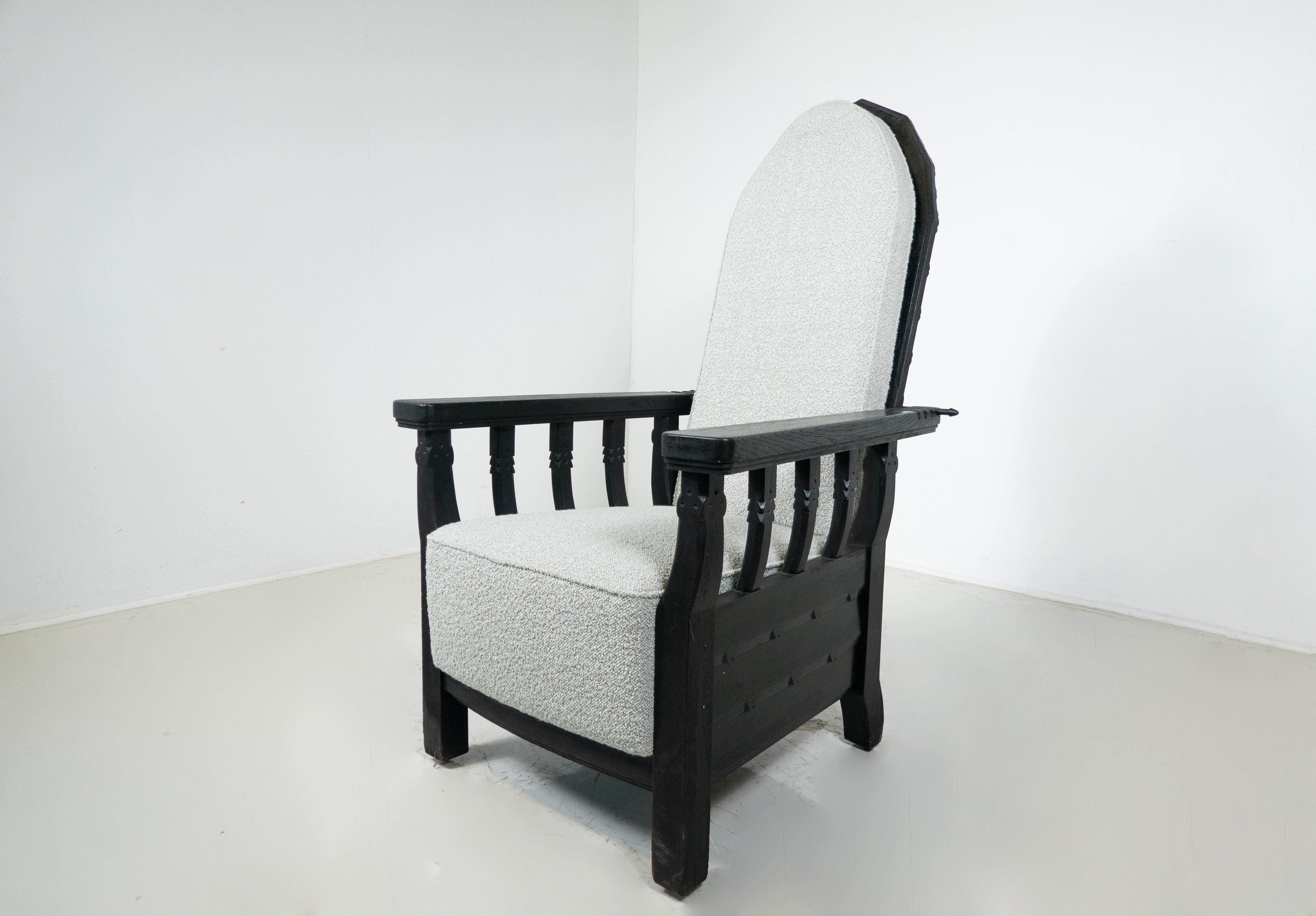 Ungarischer Sessel mit verstellbarer Rückenlehne von Toroczkai Wigand, 1920er Jahre - Neu gepolstert