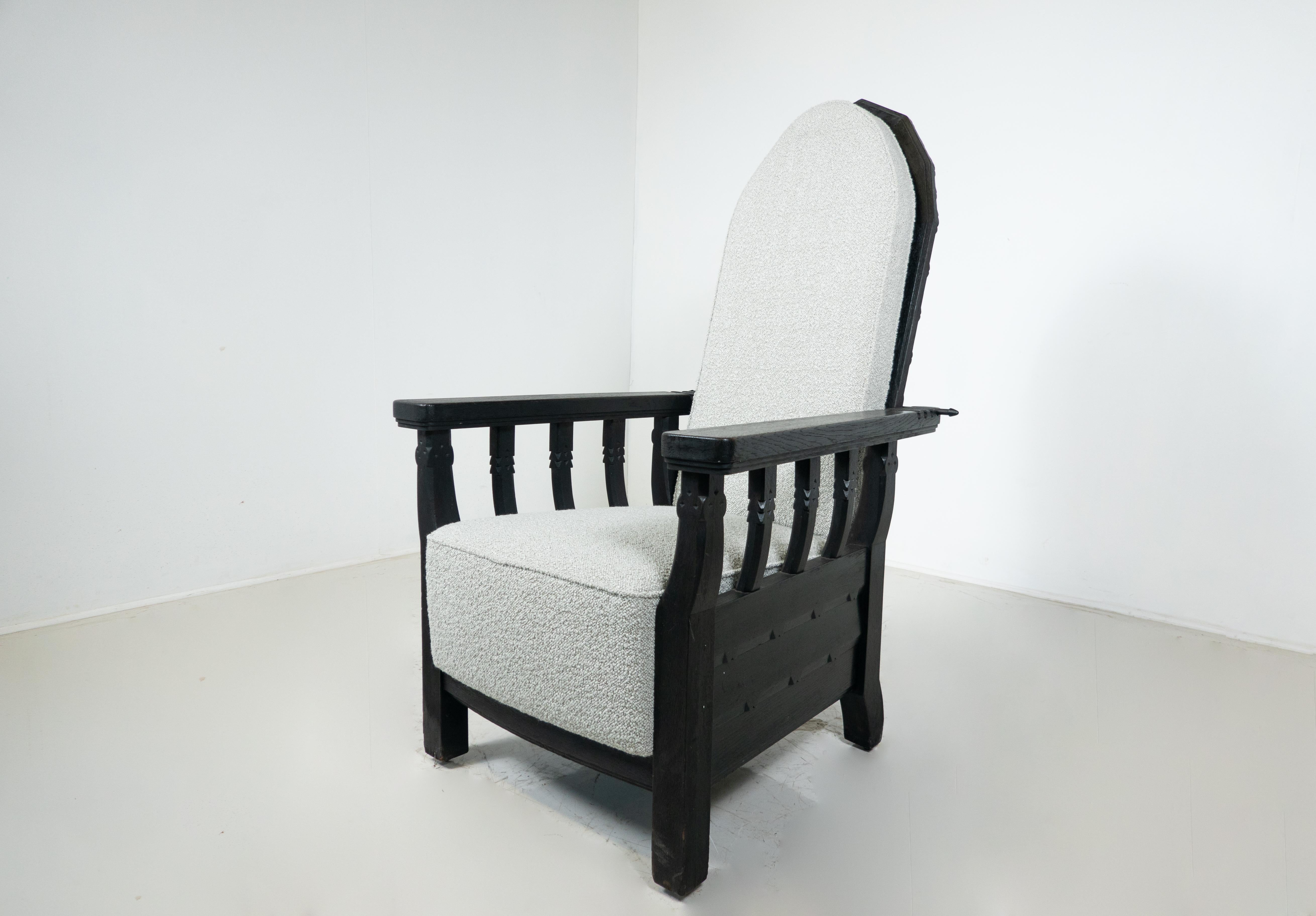 Ungarischer Sessel mit verstellbarer Rückenlehne von Toroczkai Wigand, 1920er Jahre  im Zustand „Gut“ im Angebot in Brussels, BE