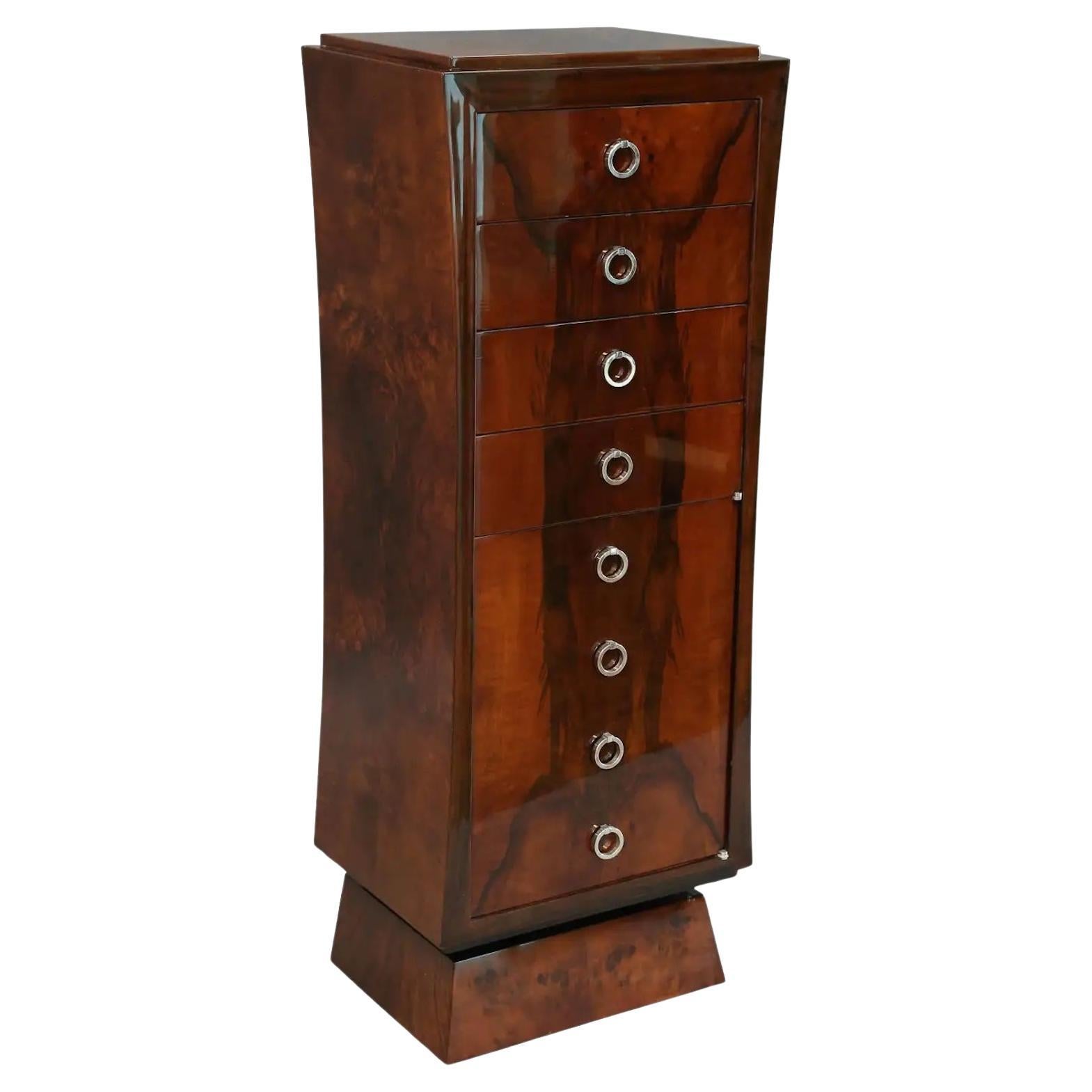  Hungarian Art Deco Chest of Drawers in Walnut For Sale