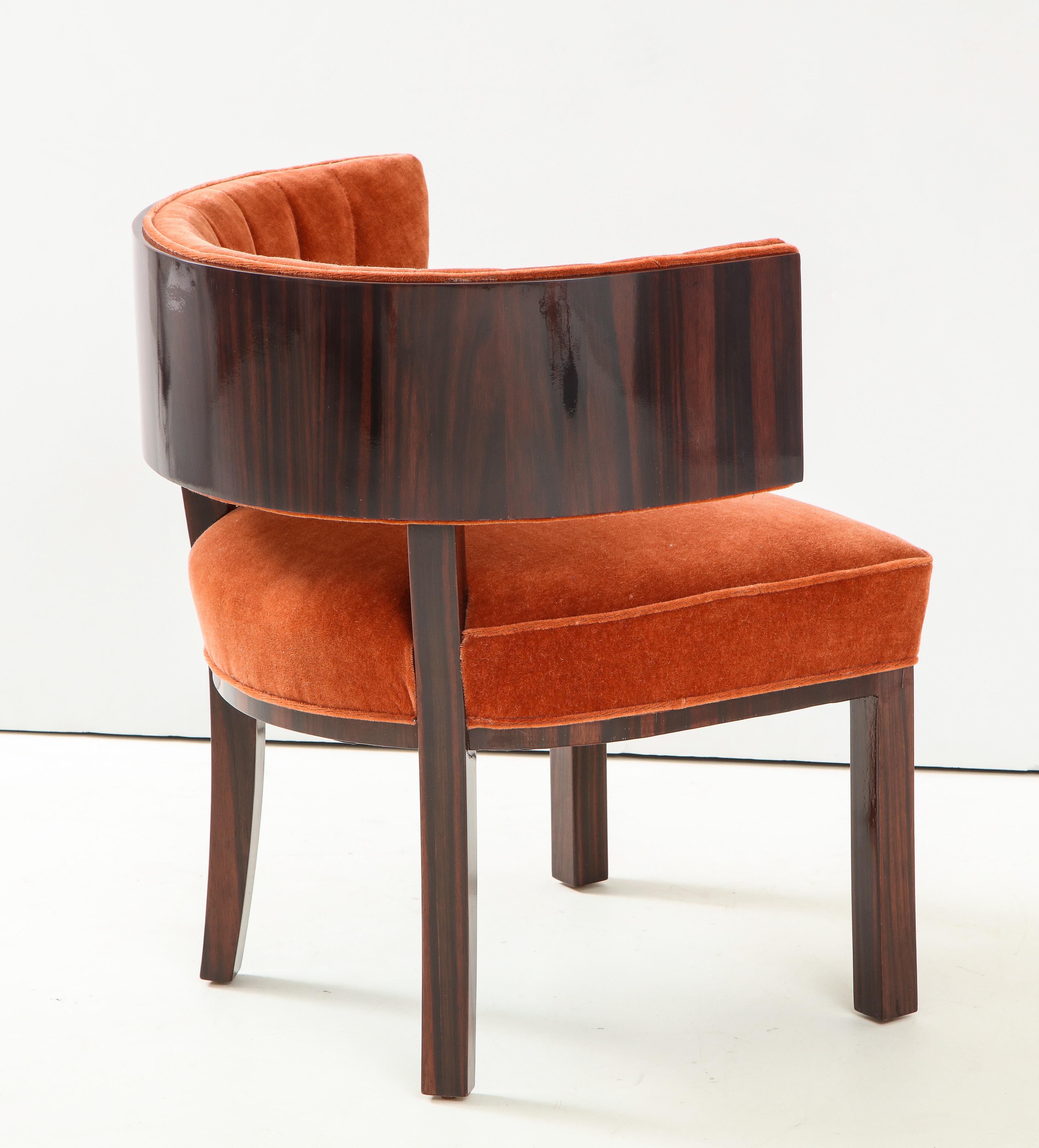 Hungarian Macassar Ebony, Burnt Orange Mohair Club Chairs 2