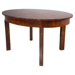 Table de salle à manger ovale art déco hongroise en bois, années 1930