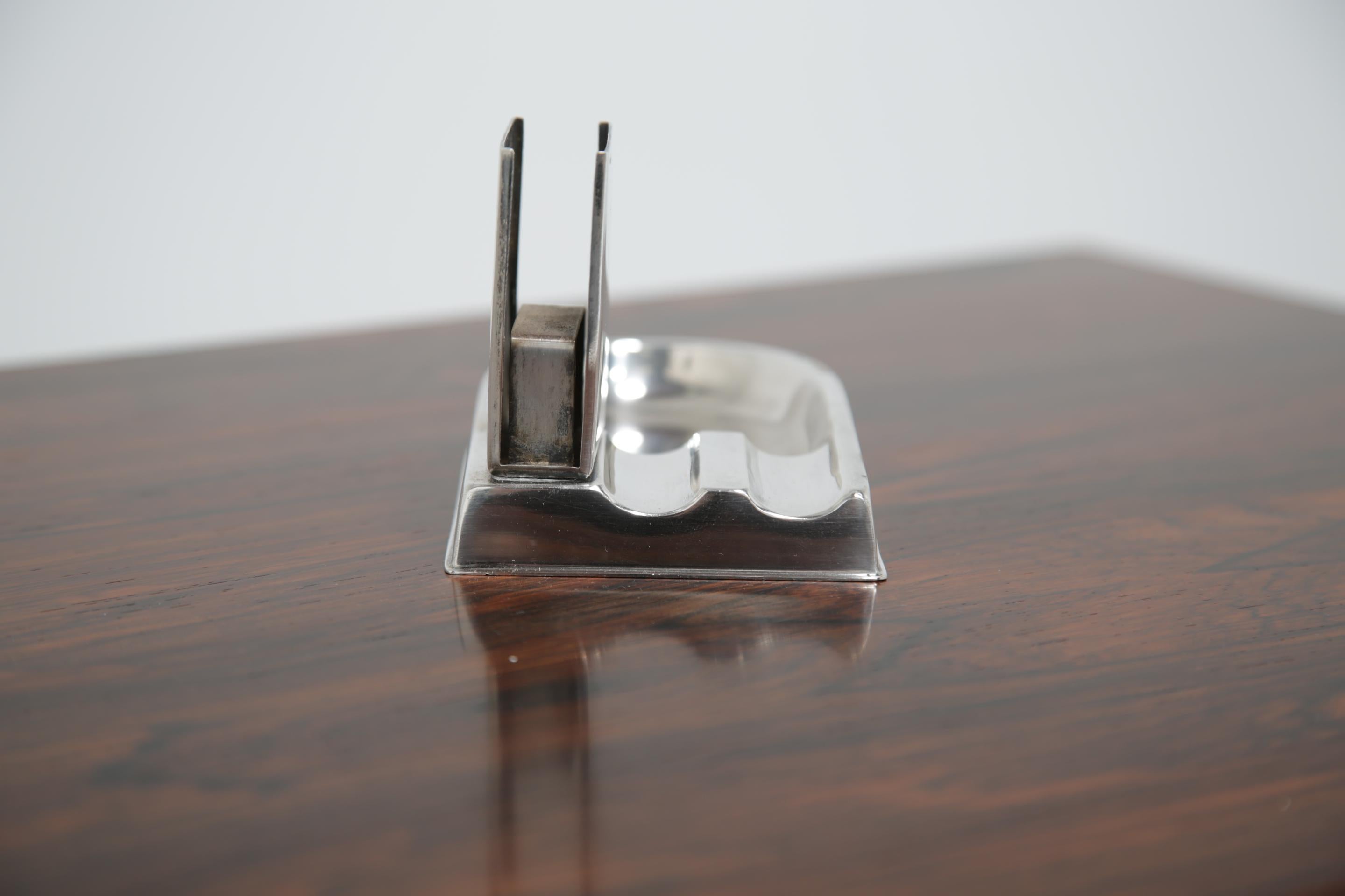 Ungarischer Art Deco Silver Match Striker und Zigarrenaschenbecher (Silber) im Angebot