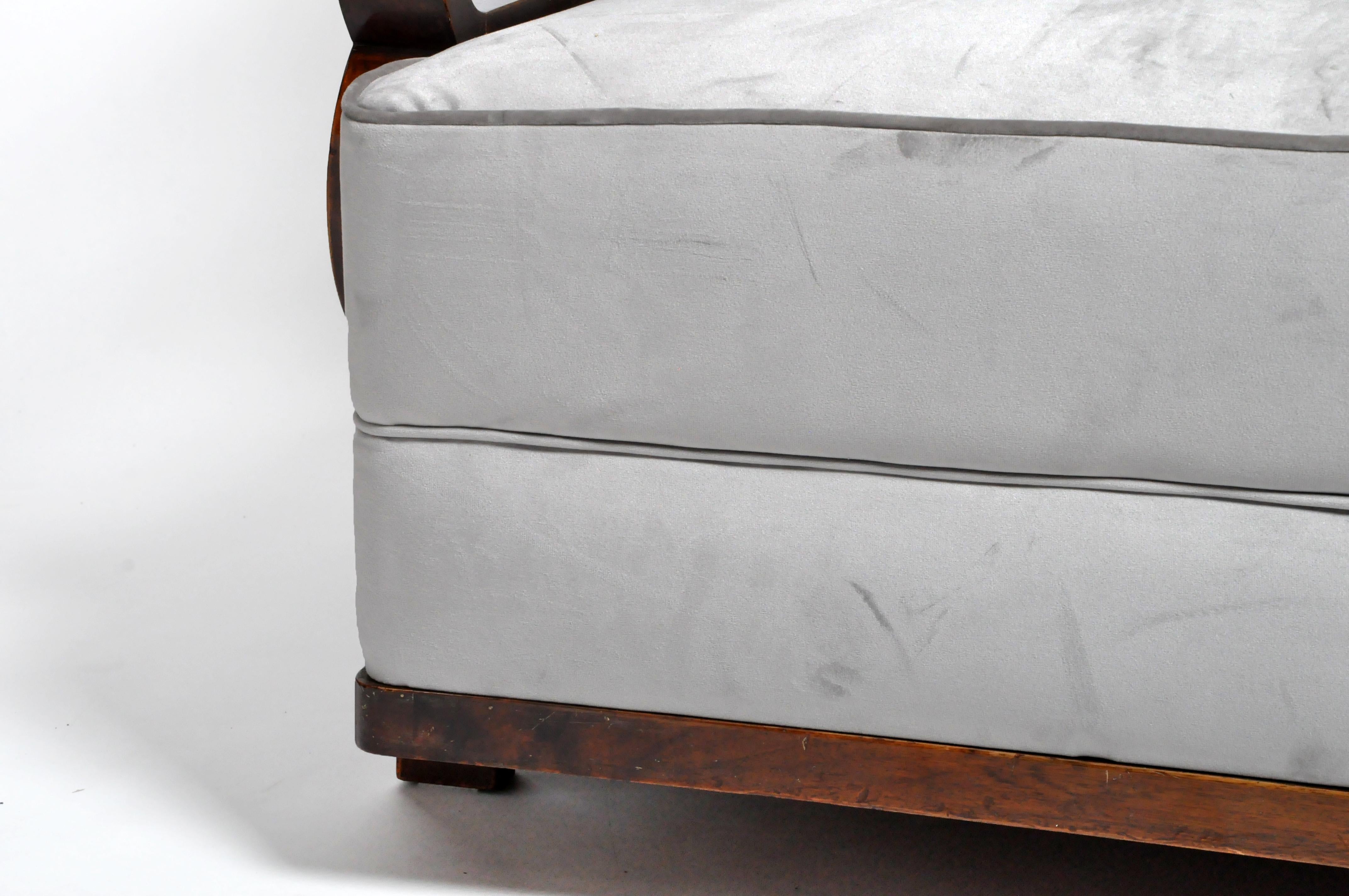 Hungarian Art Deco Solid Walnut Wood Sofa 8