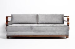 Hungarian Art Deco Solid Walnut Wood Sofa
