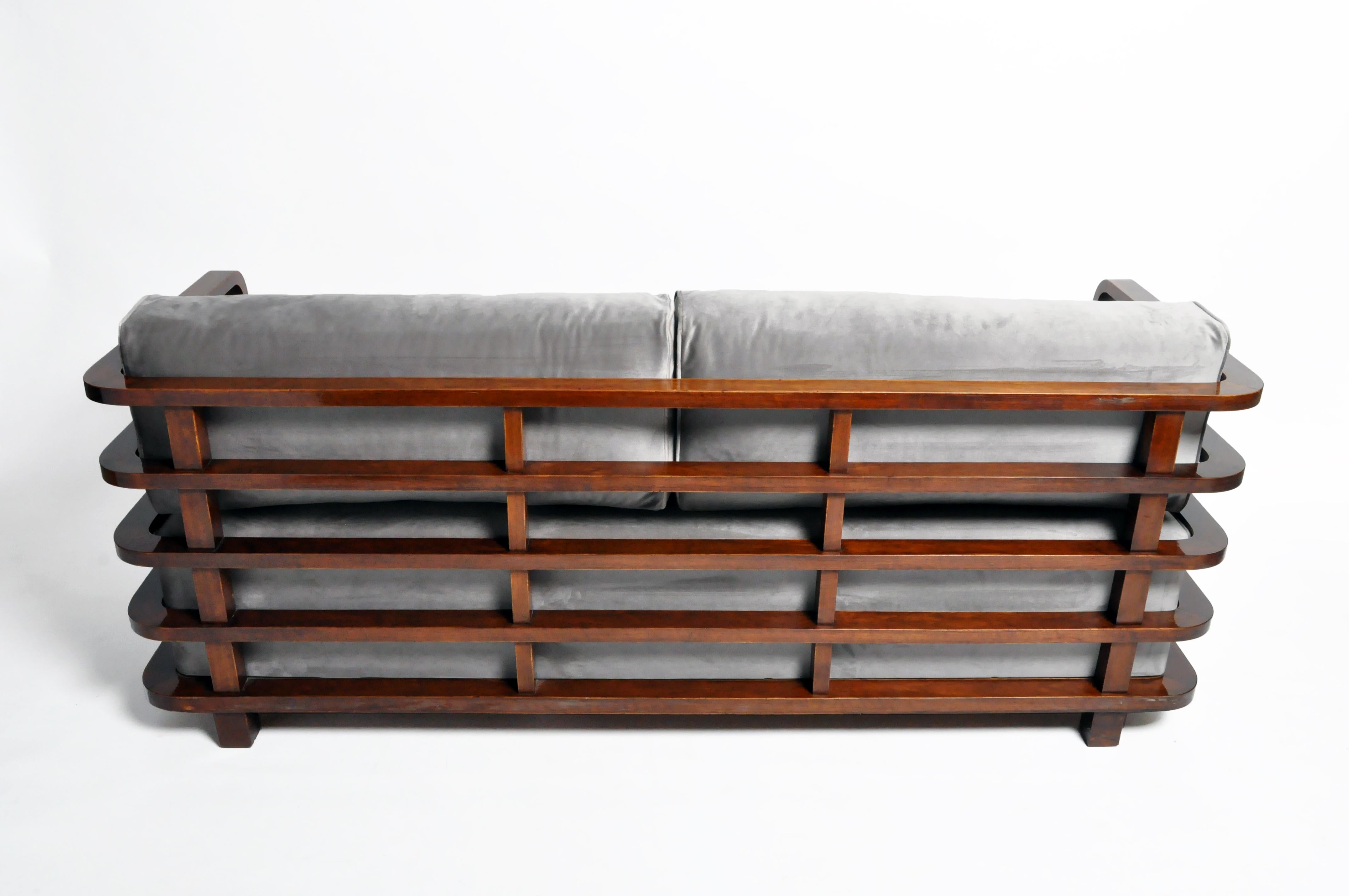 Hungarian Art Deco Solid Walnut Wood Sofa 14