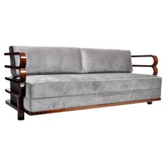 Hungarian Art Deco Solid Walnut Wood Sofa