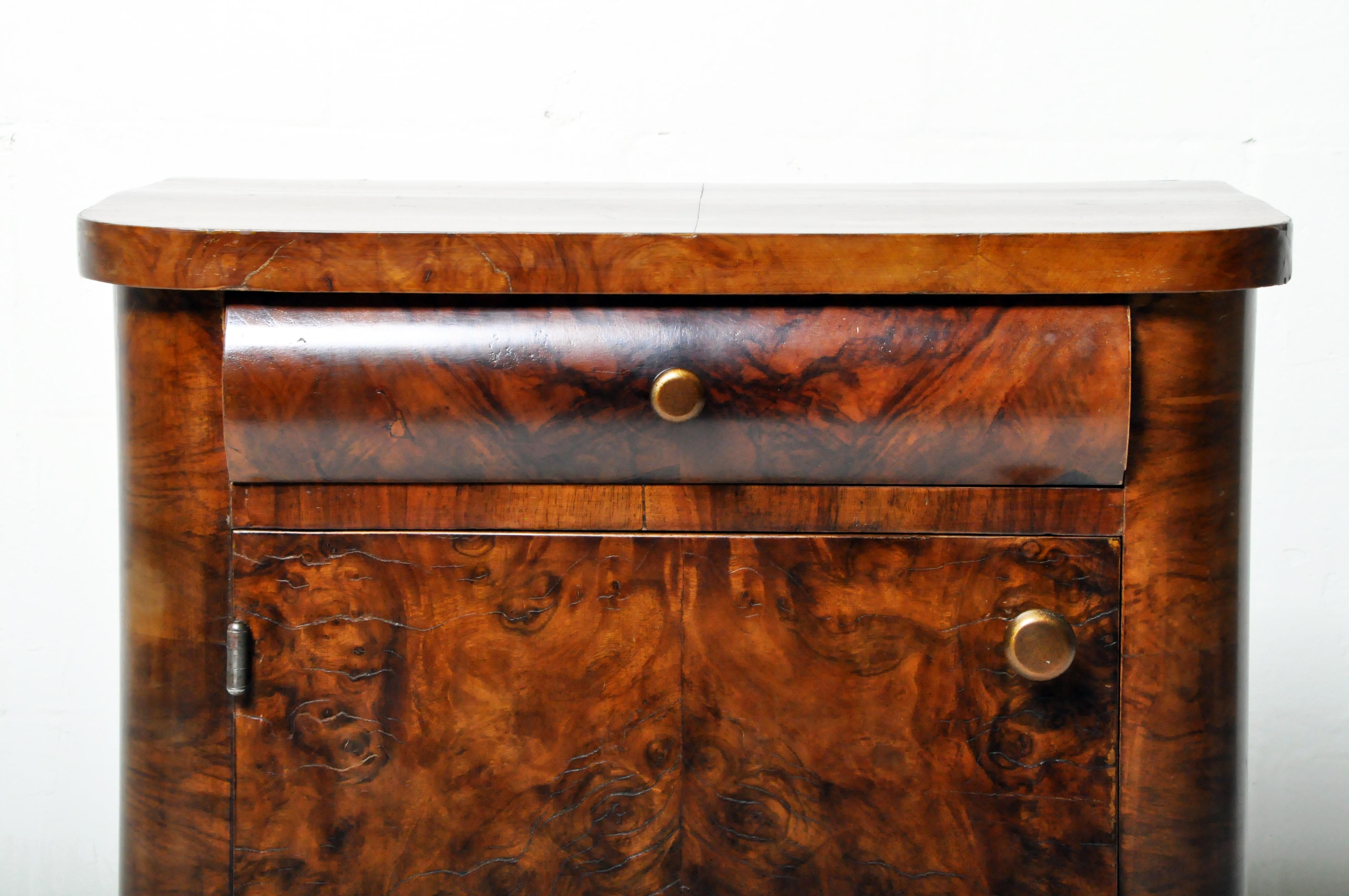 Hungarian Art Deco Walnut Veneer Side Chest 1