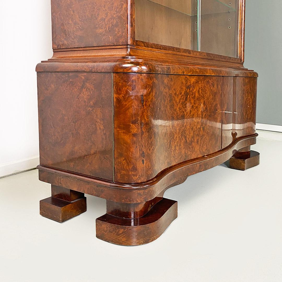 Hungarian art deco wood and glass highboard with shelves and closed part, 1930s For Sale 6