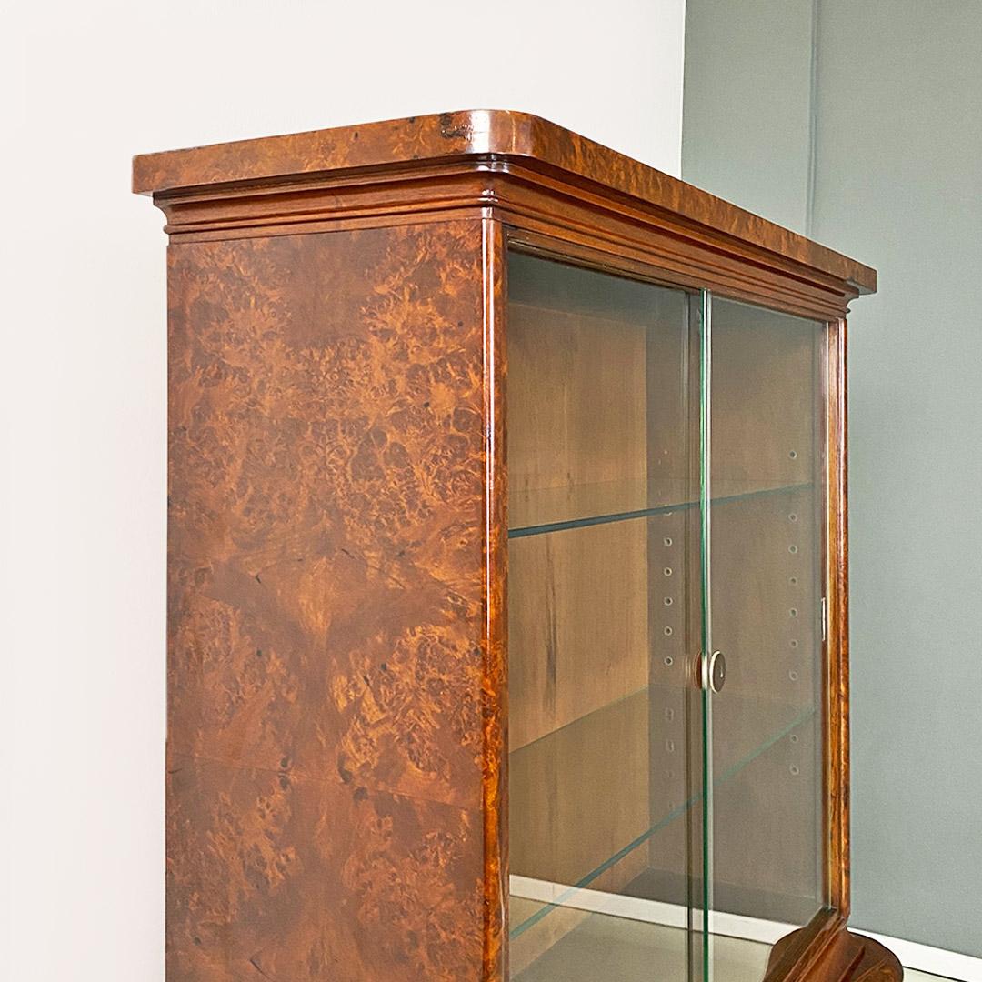 Hungarian art deco wood and glass highboard with shelves and closed part, 1930s For Sale 8