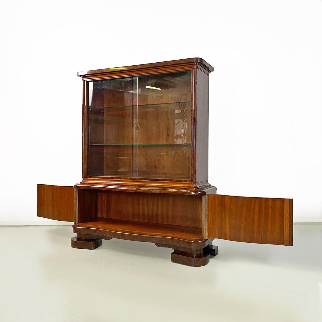 Hungarian art deco wood and glass highboard with shelves and closed part, 1930s For Sale 9