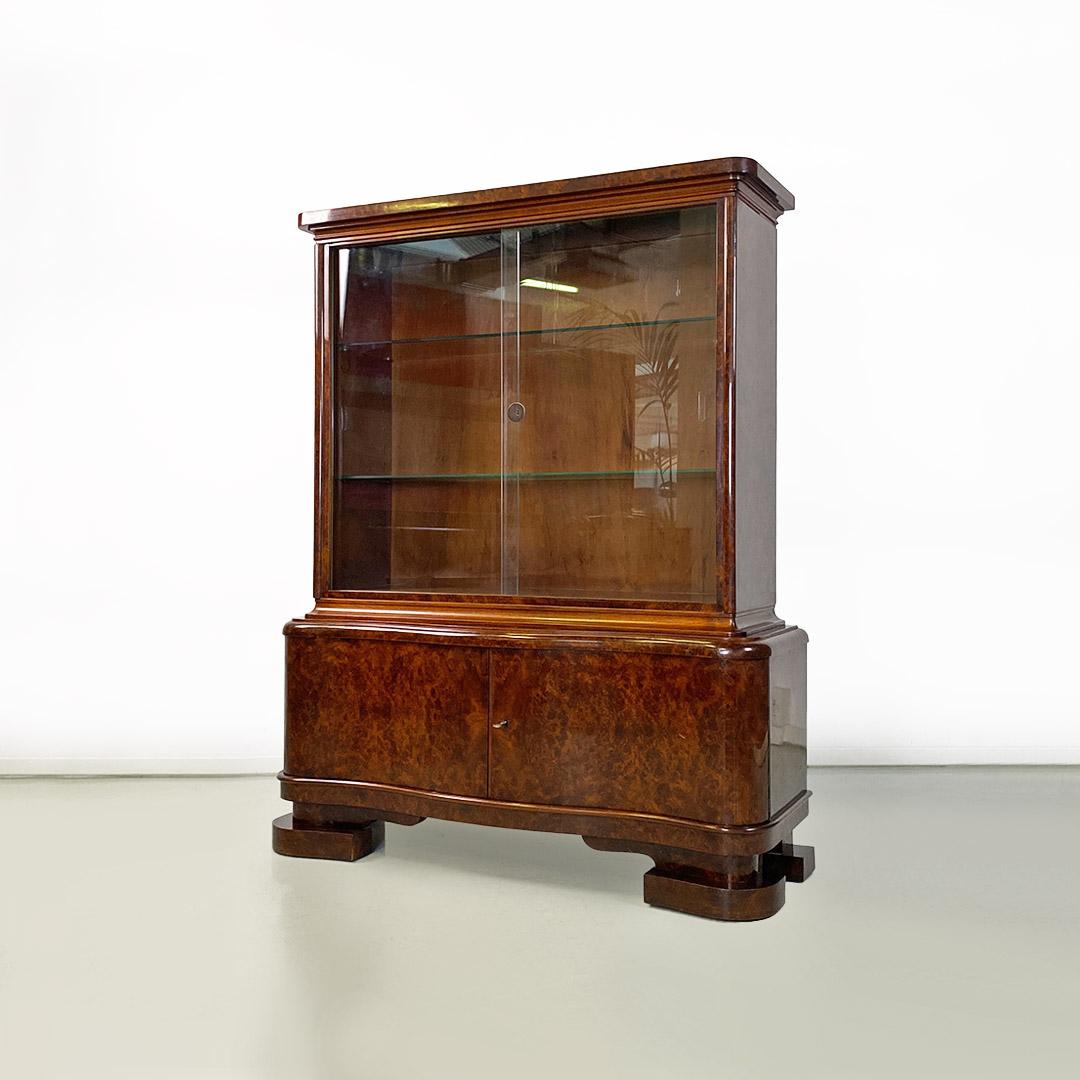 Hungarian art deco wood and glass highboard with shelves and closed part, 1930s For Sale 10