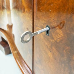 Hungarian art deco wood and glass highboard with shelves and closed part, 1930s