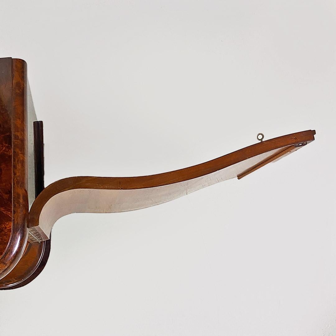 Art Déco Hungarian art deco wood and glass highboard with shelves and closed part, 1930s in vendita
