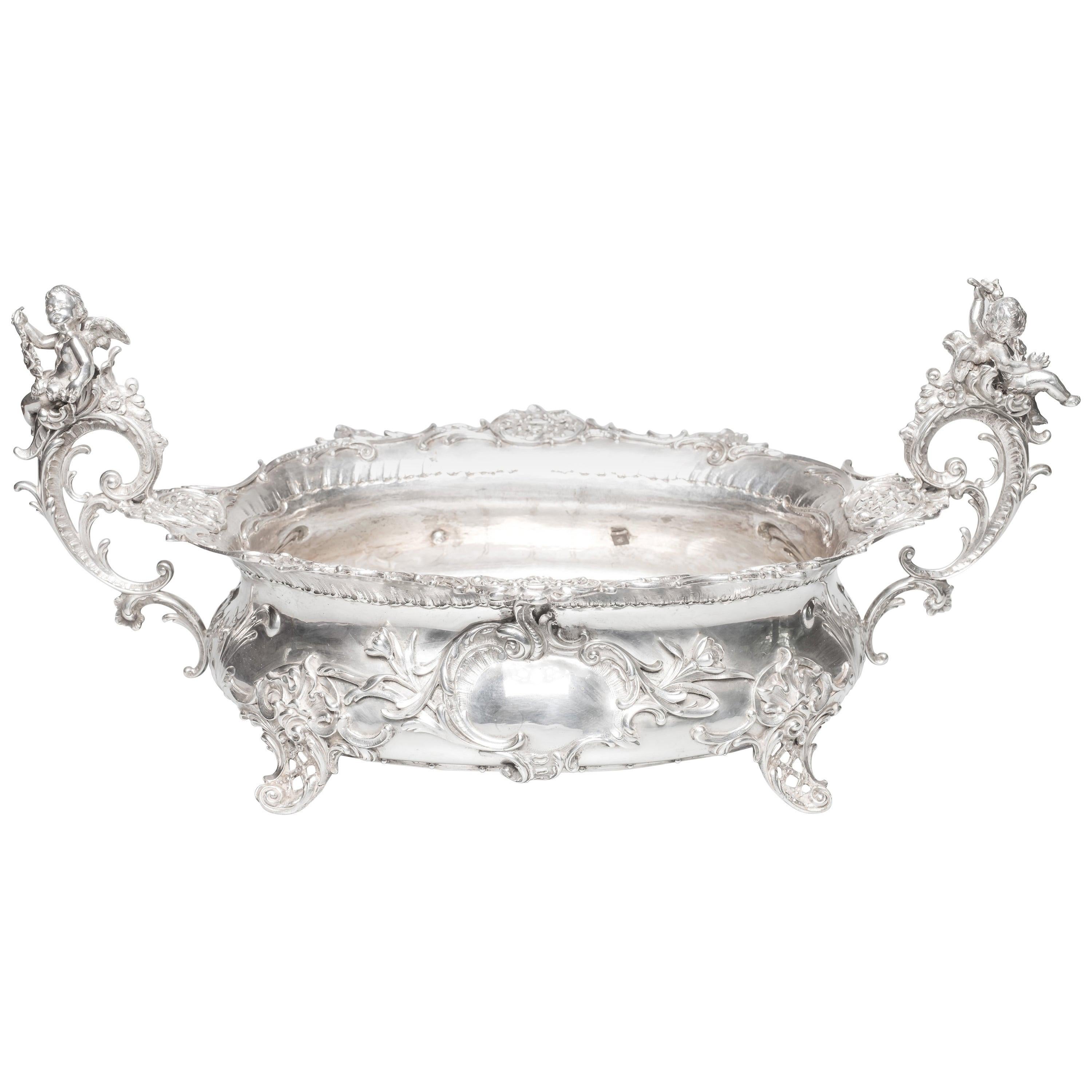 Hungarian Baroque Silver Plated Jardinière, 19th Century For Sale
