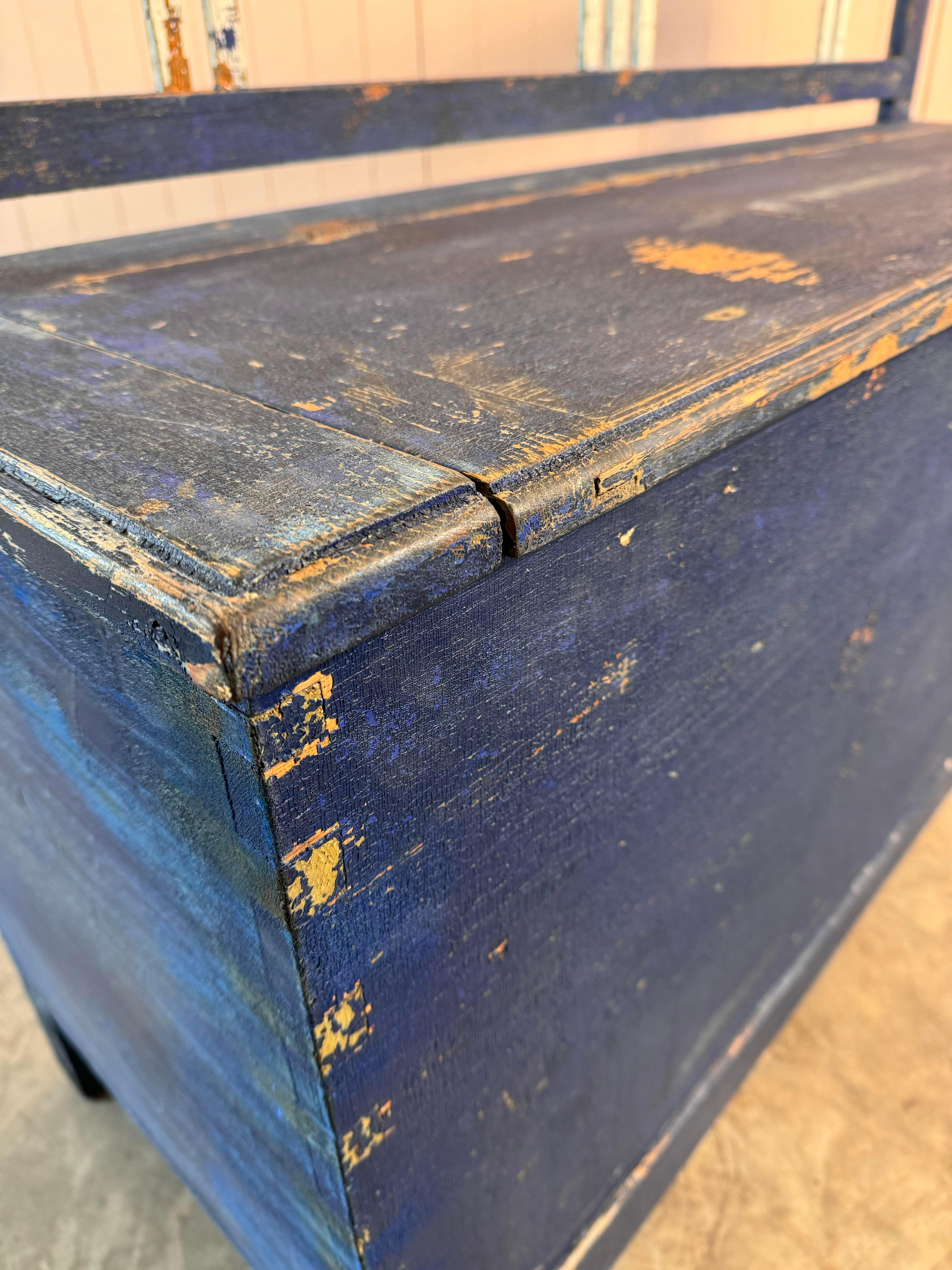 Pine Hungarian Box Bench For Sale