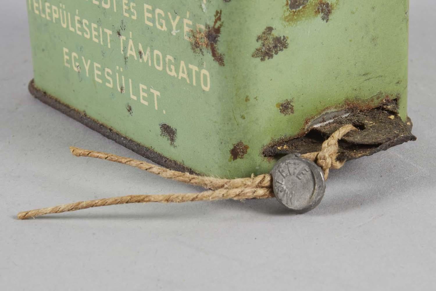 Early 20th Century Hungarian Tin Charity Box In Fair Condition In New York, NY