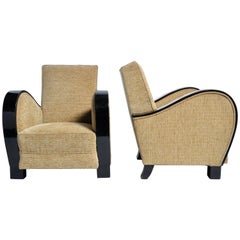 Hungarian Club Chair with Stained Beach Wood Armrest