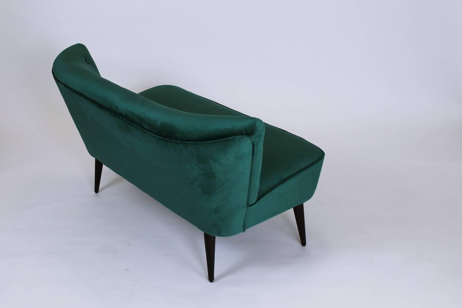 Textile Hungarian Cocktail Sofa in Teal Velvet, 1960s For Sale