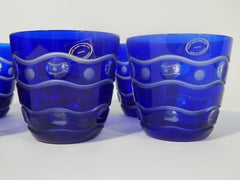 Hungarian Crystal Handcut Cobalt Blue Glasses Set of 8