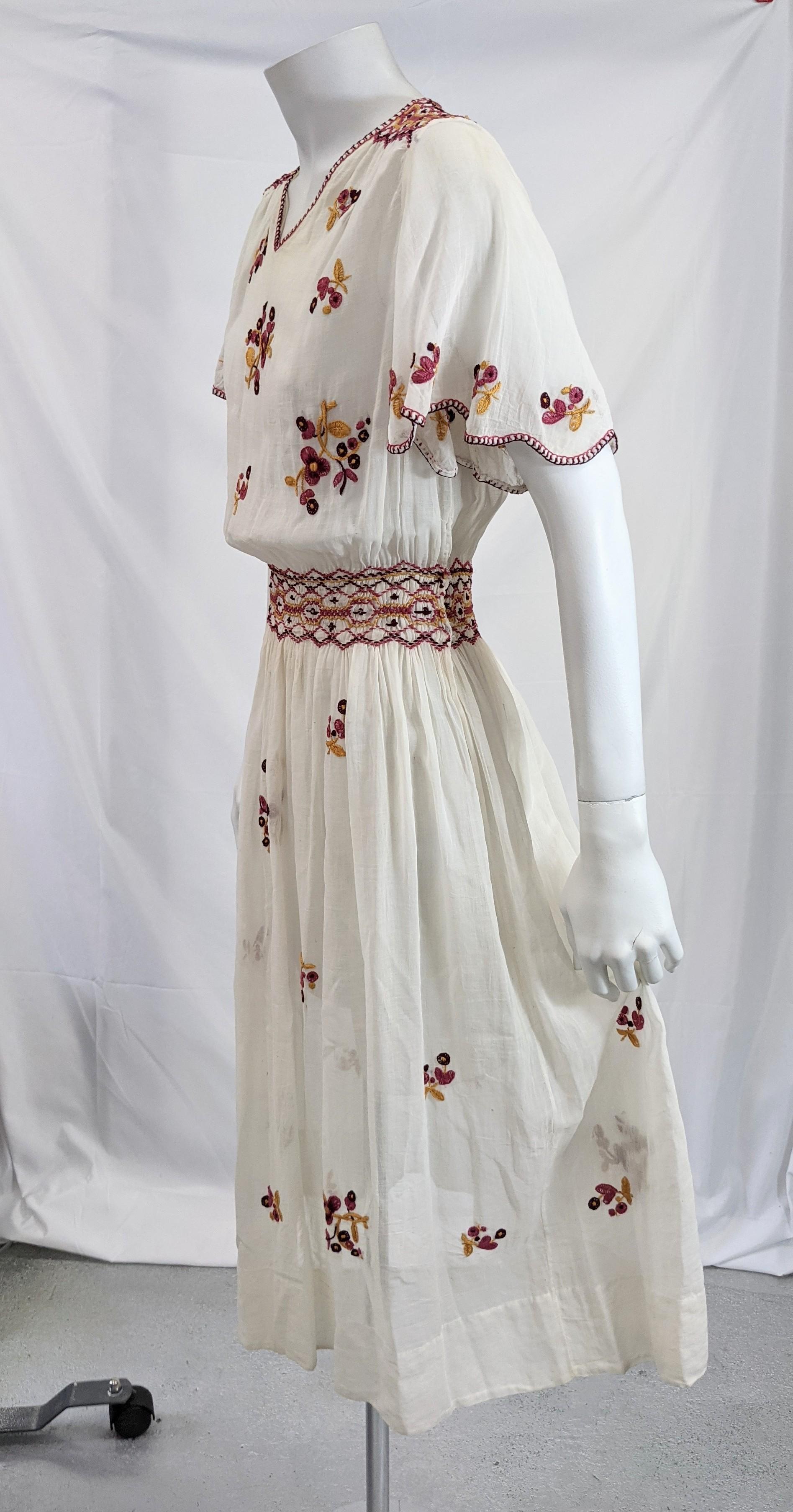Women's Hungarian Embroidered Batiste Dress For Sale