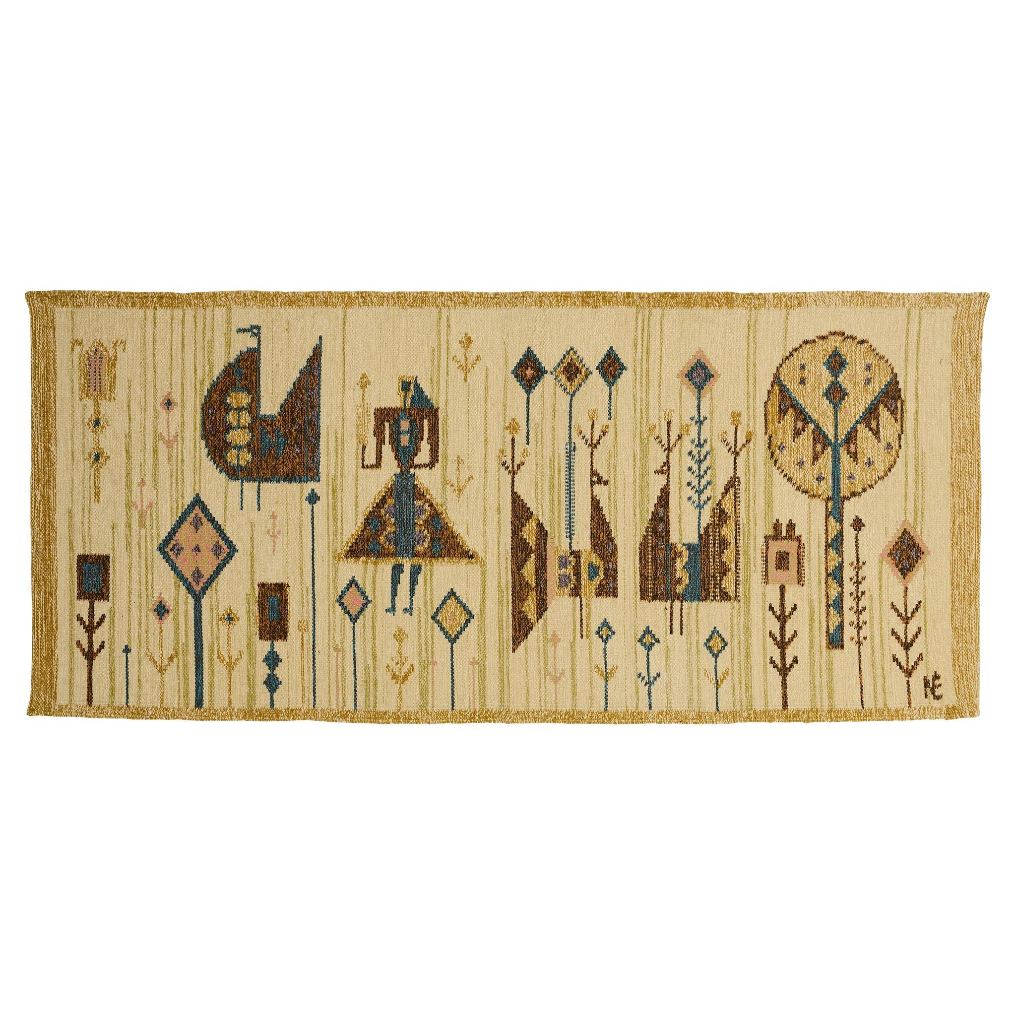 Hungarian Folk Art Tapestry by Éva Németh, Handwoven Wool Wall Hanging, 60s