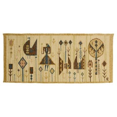 Hungarian Folk Art Tapestry by Éva Németh, Handwoven Wool Wall Hanging, 60s