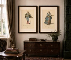 Hungarian Gentleman & Lady Costume Engravings, Hand-Colored Pair, 1749