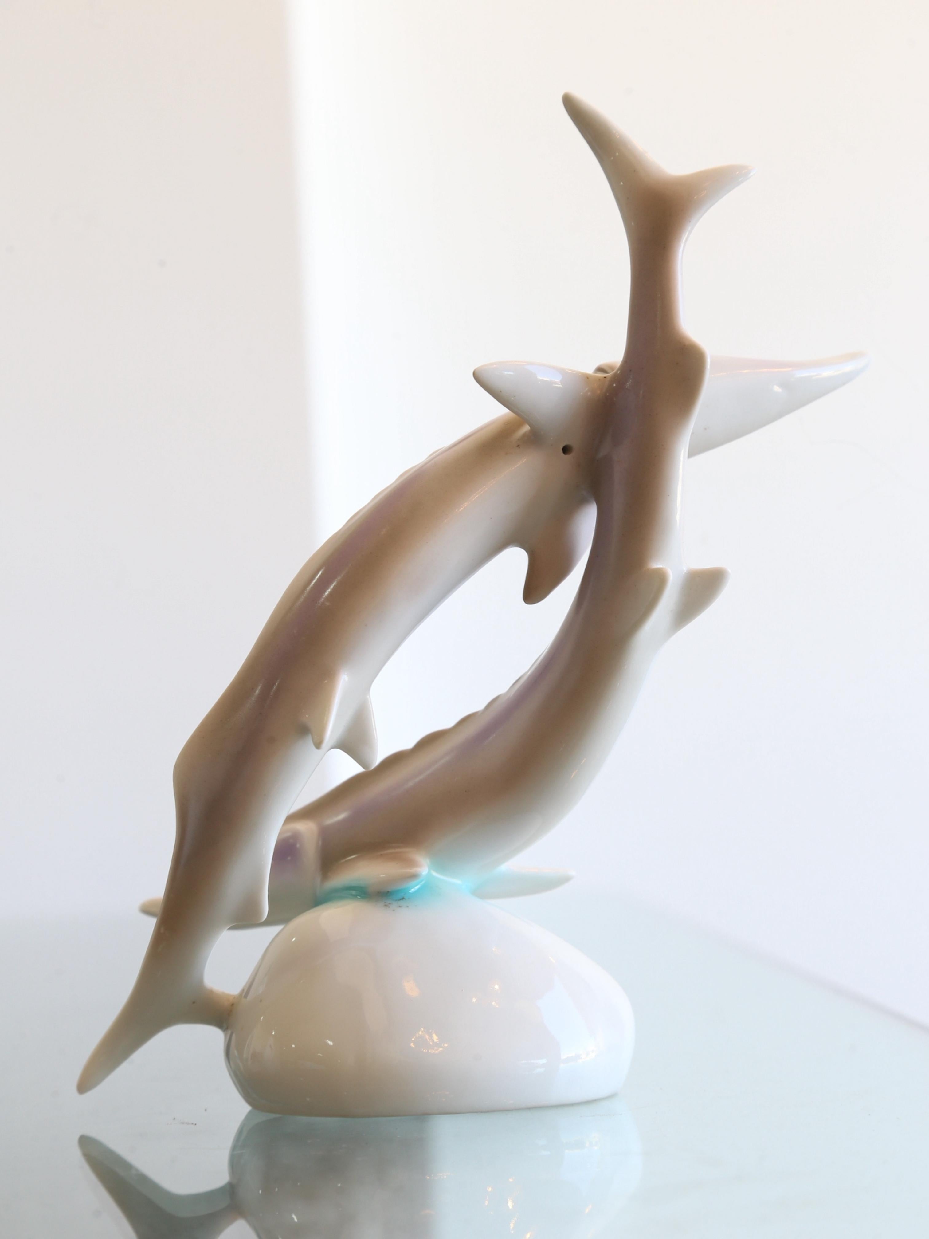 Hungarian Grey, White and Blue Animal Sculpture, 1970s For Sale 4
